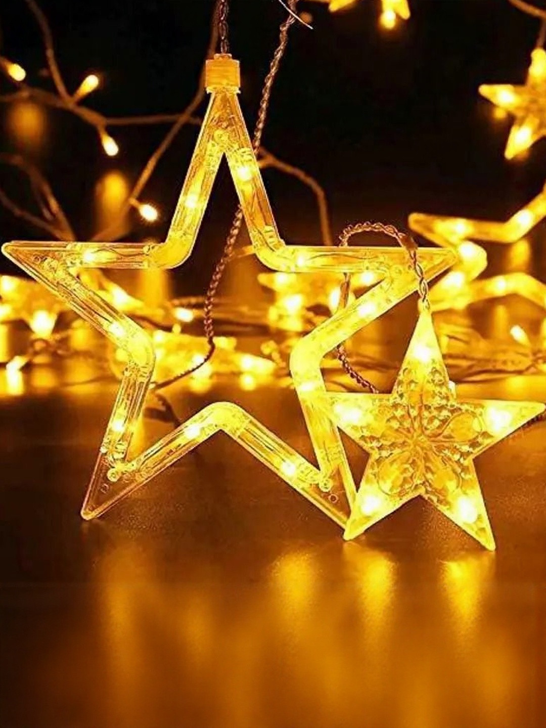 12 Stars LED Plastic Corded Electric Curtain String Lights
