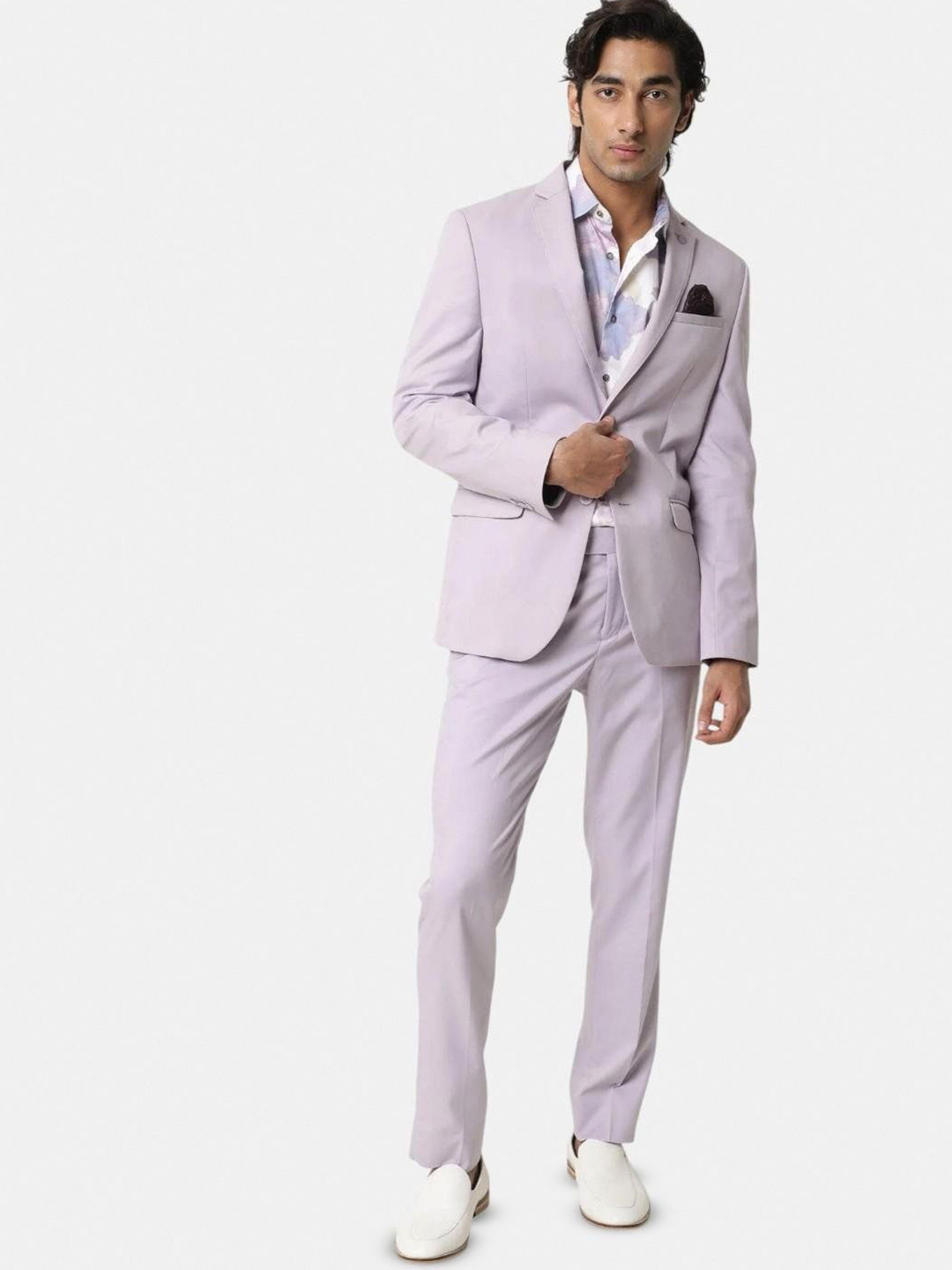 RARE RABBIT Men Berz Pastel Purple Relaxed Trousers