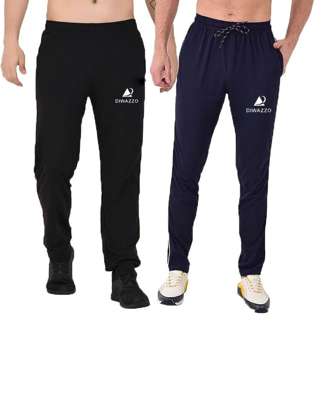 Diwazzo Men Pack Of 2 Side Pockets Cotton Track Pants
