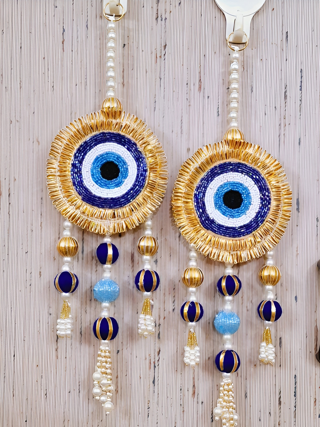 Sellplus Blue & White 2 Pieces Embellished Evil Eye Torans