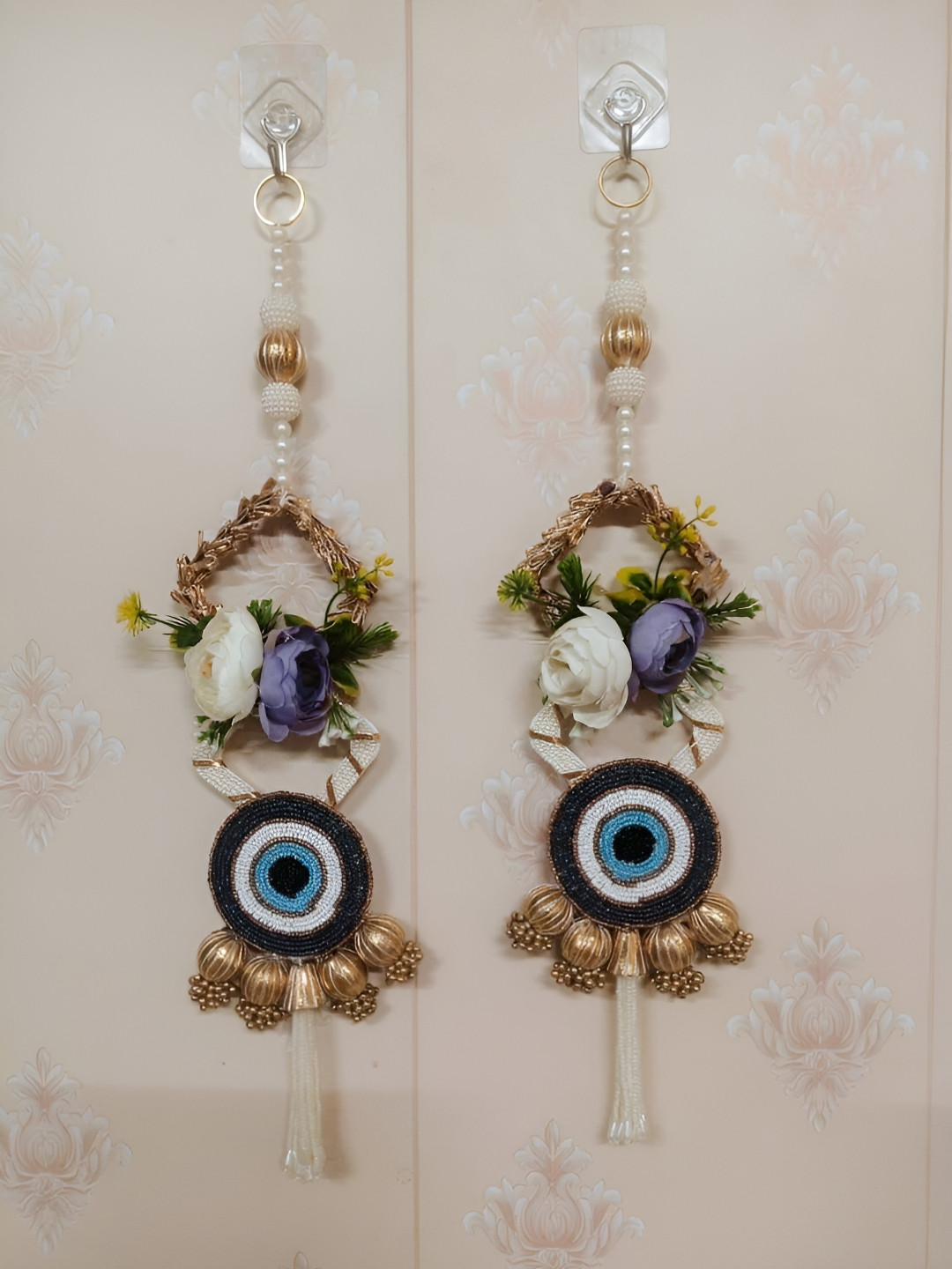 Sellplus Blue & Black 2 Pieces Embellished Evil Eye Torans