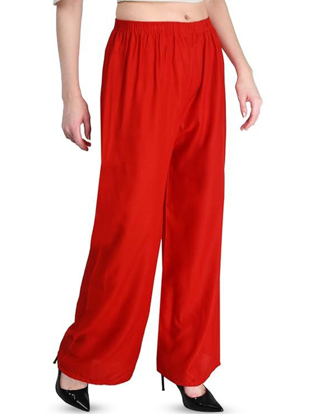 Thrifty Thread Women Solid Flared Knitted Palazzos