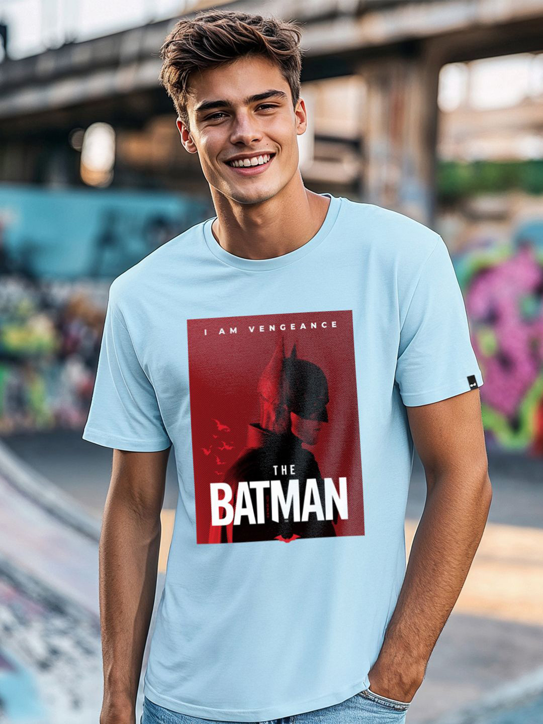 Bewakoof Batman Printed Short Sleeves Pure Cotton T-shirt