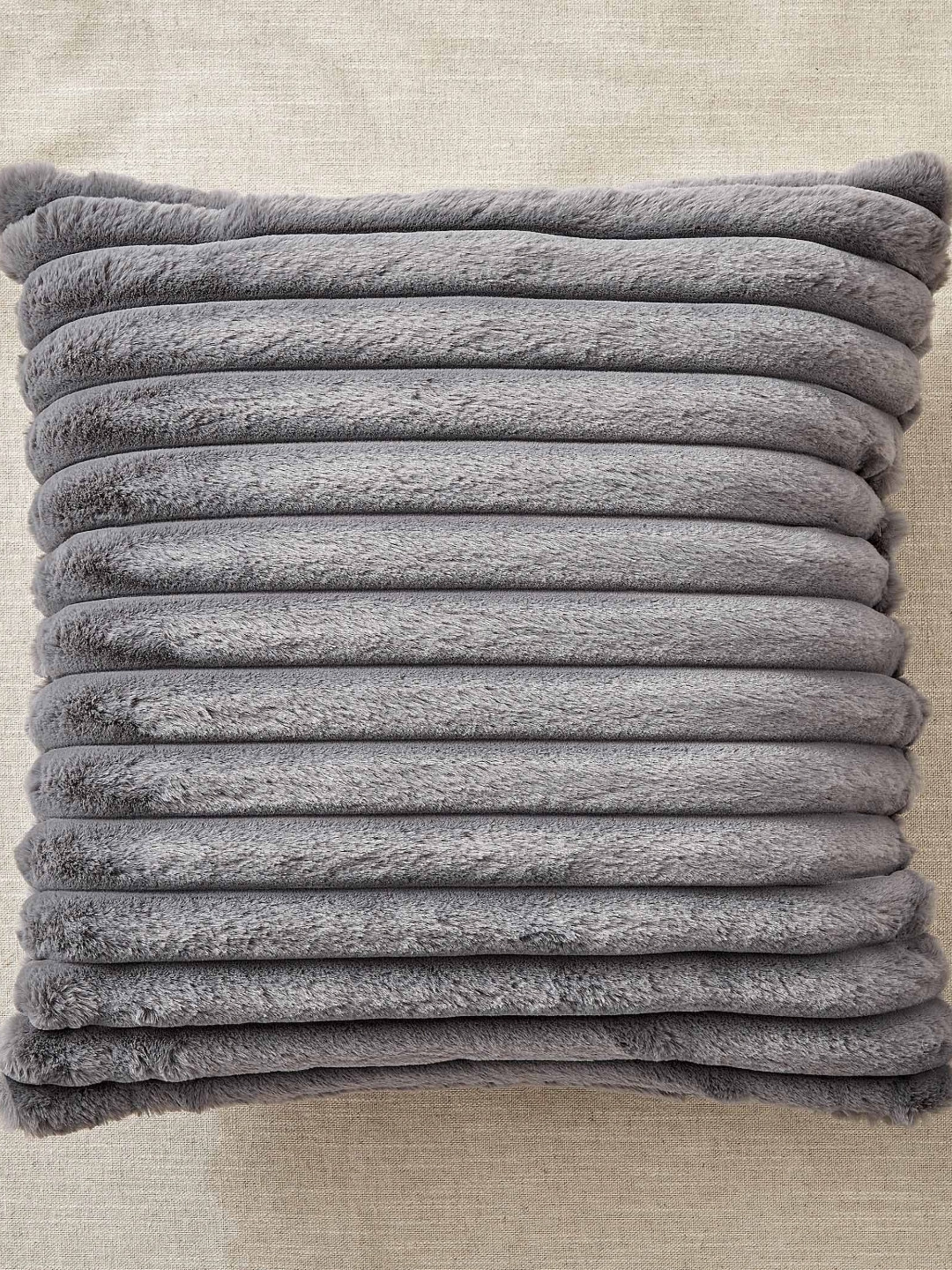 Home Centre Carrera Grey Striped Square Shaped Pre-Filled Cushion