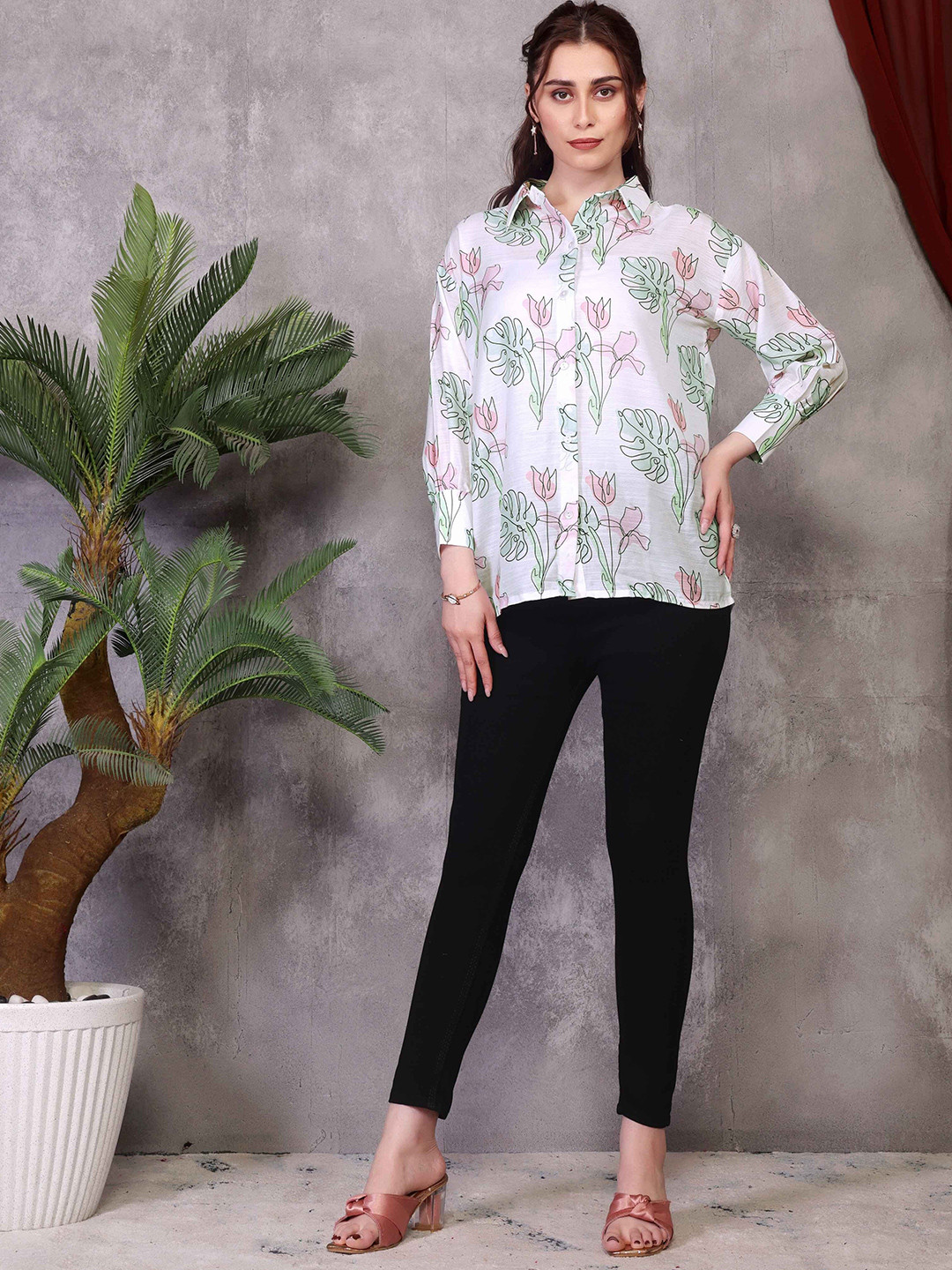 Dot Shine Women Print Shirt Mini Dress