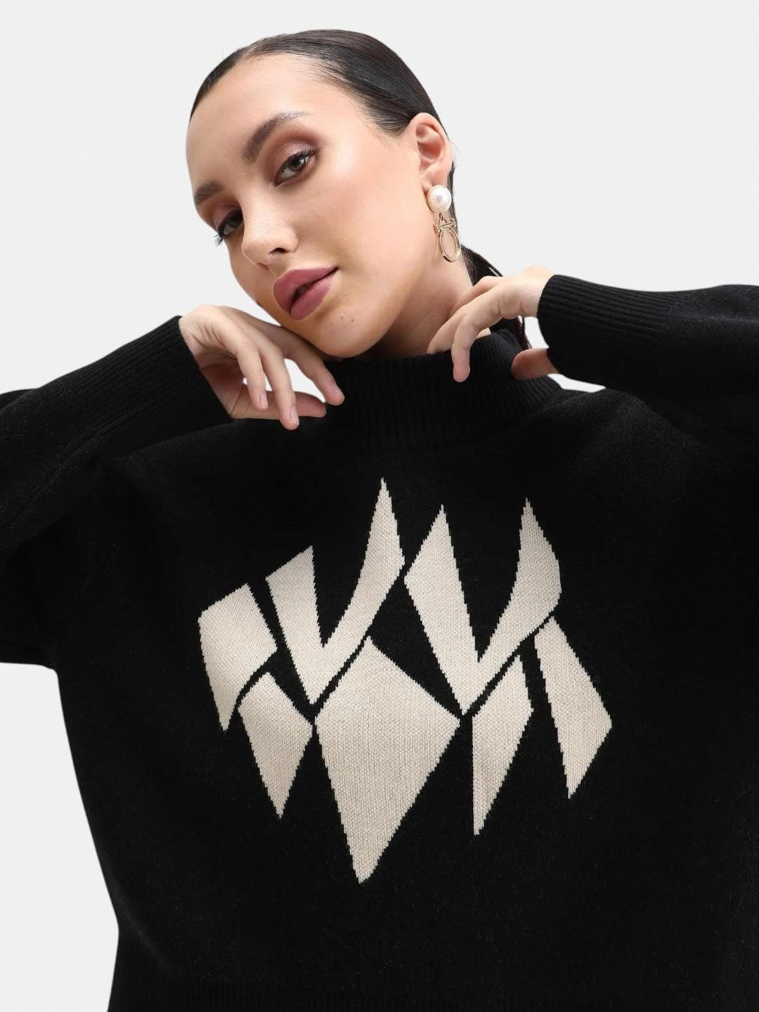 RAREISM Women Self Design Sweater