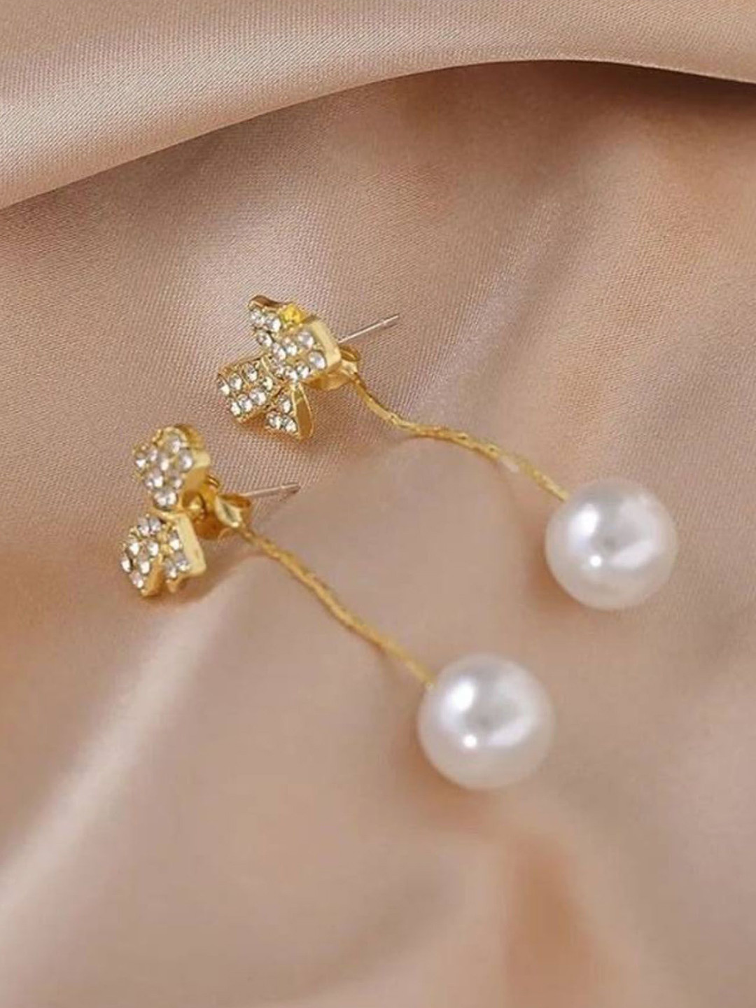 Aryee  Sterling Silver Onyx Studded Quirky Shaped Korean Drop Earrings