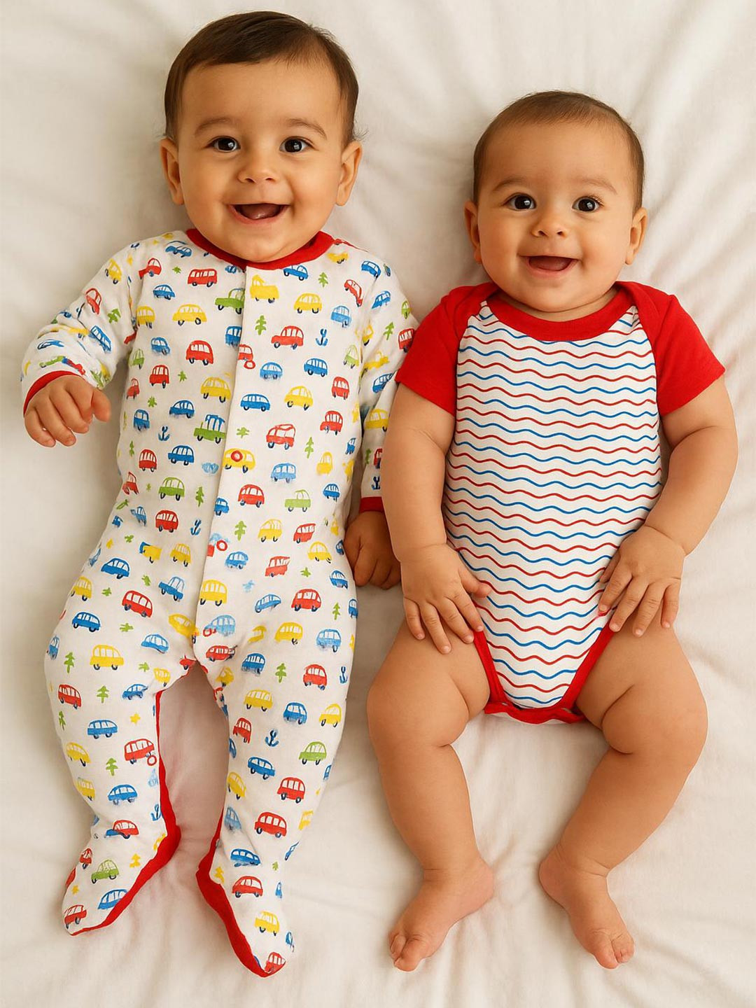 MeeMee  Infant Set of 5 Red & White Printed Baby Apparel Gift Set