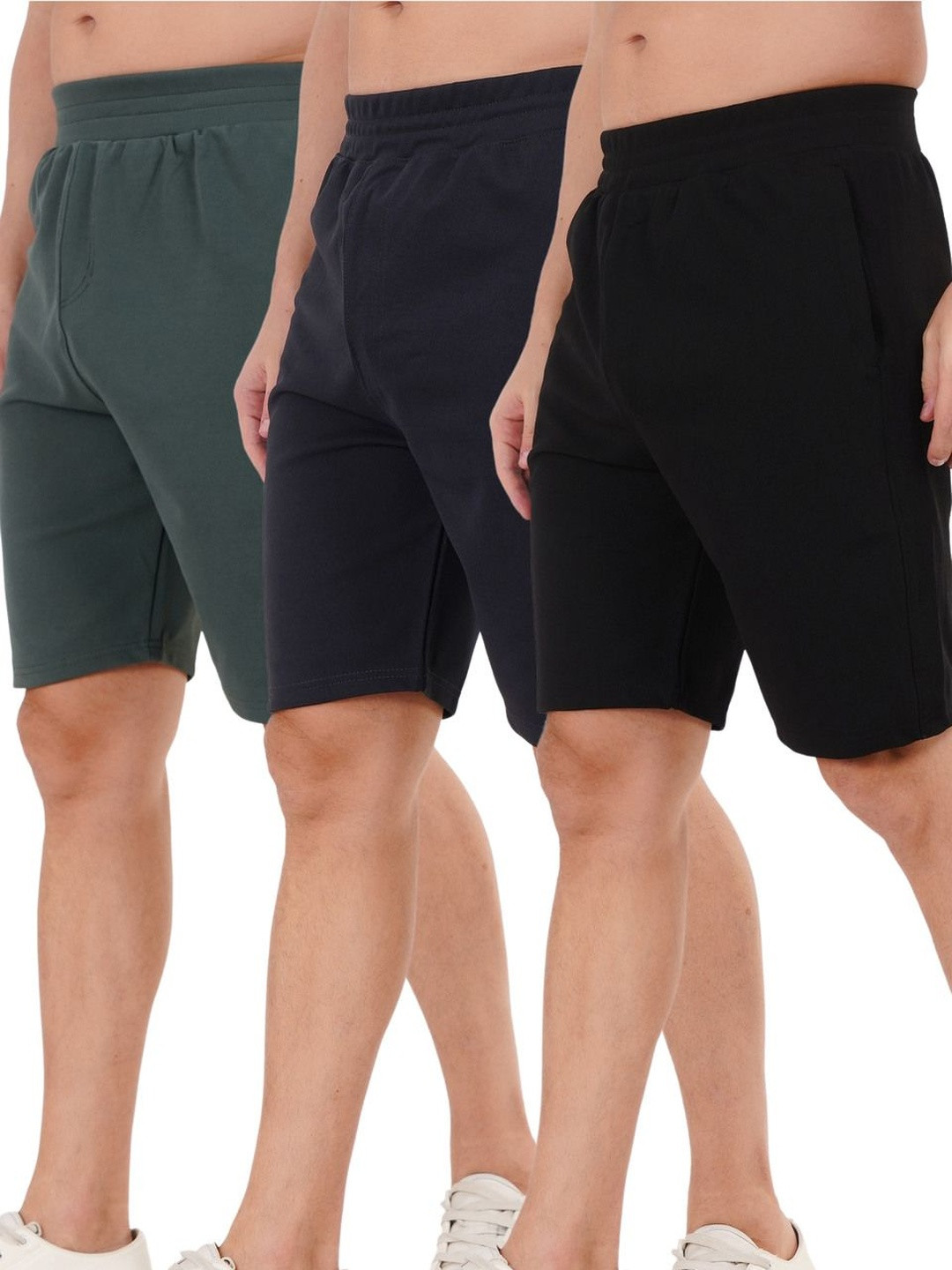 BTMZ Men Pack of 3 Regular Fit Mid-Rise Outdoor Shorts