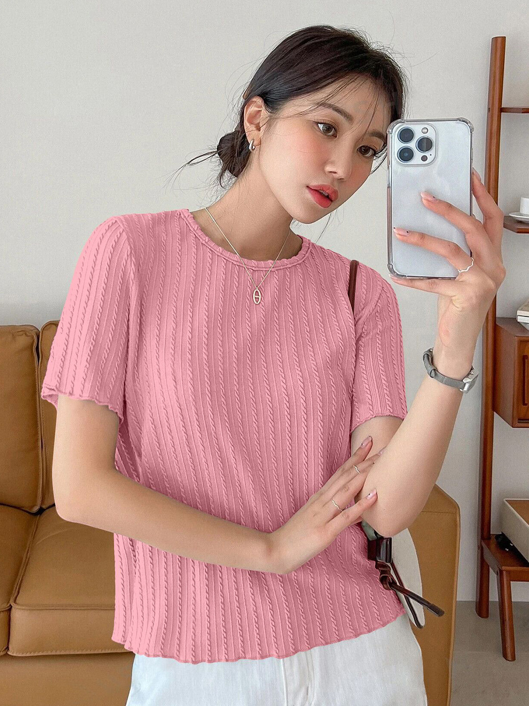 1stLov Women Self Design Textured Top