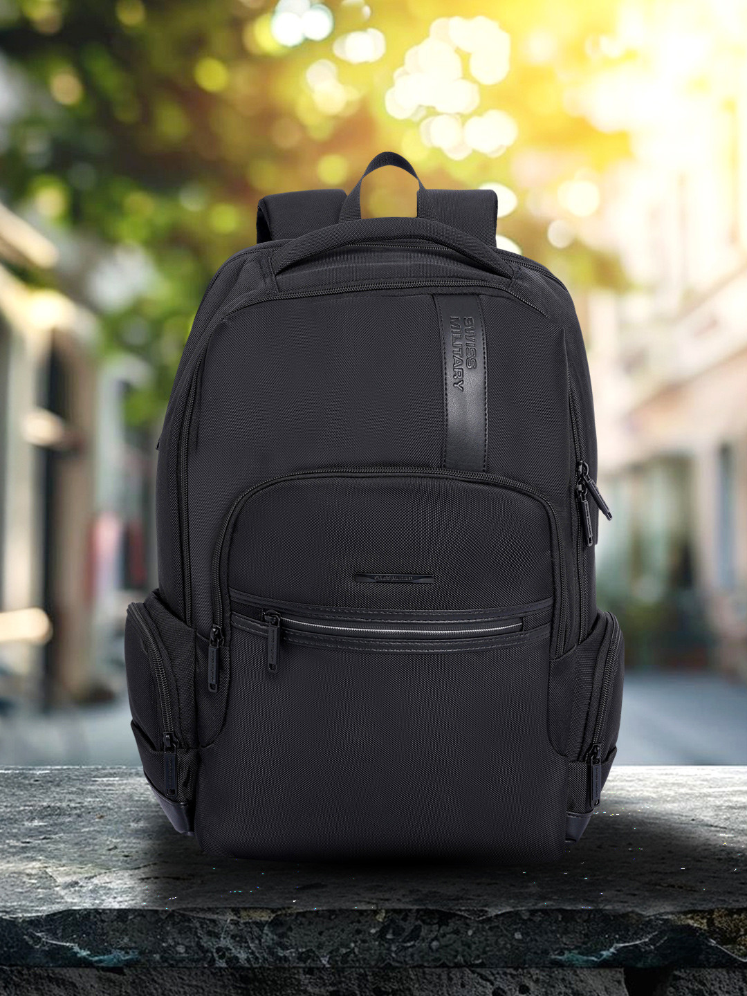 SWISS MILITARY Unisex Solid Laptop Backpack with USB Charging Port
