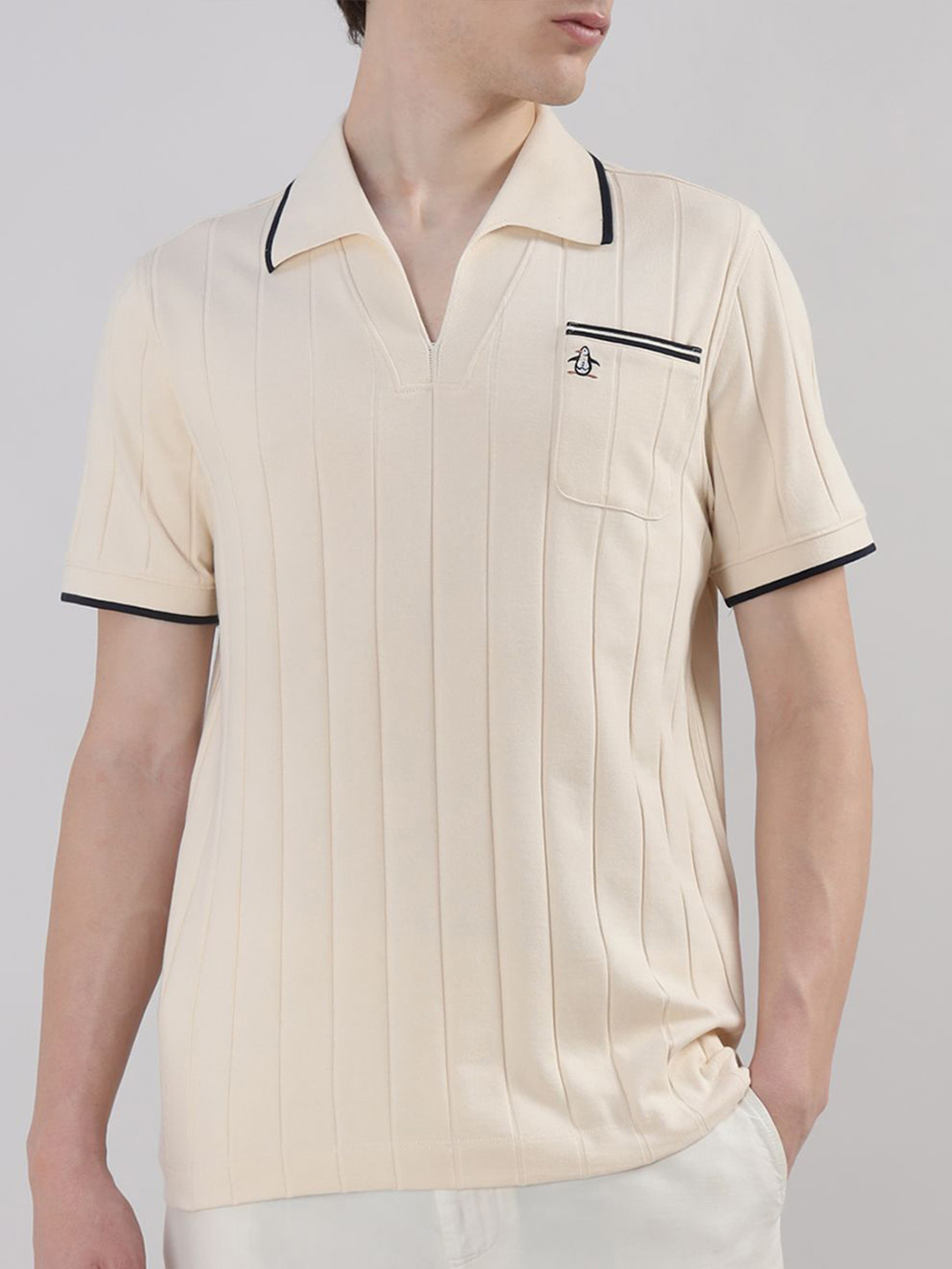 Original Penguin Striped Polo Collar Regular Sleeves Pocket Regular Fit T-Shirt