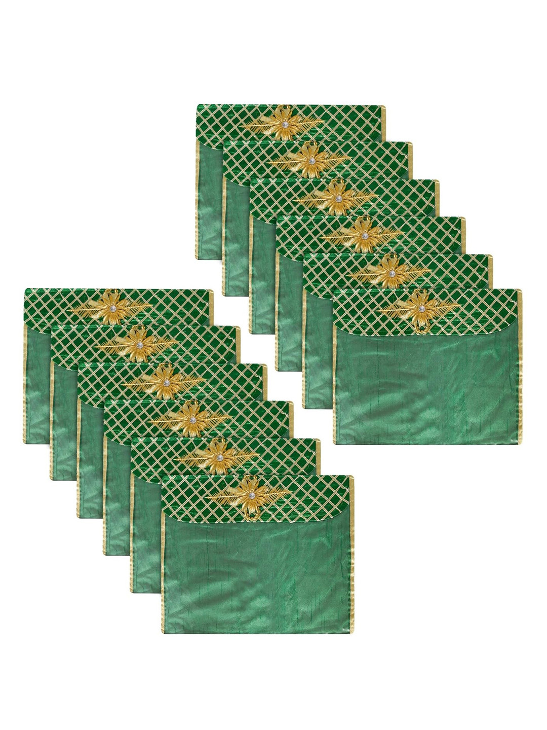 Kuber Industries Set Of 12 Green & Transparent Single Packing Saree Cover Organizers