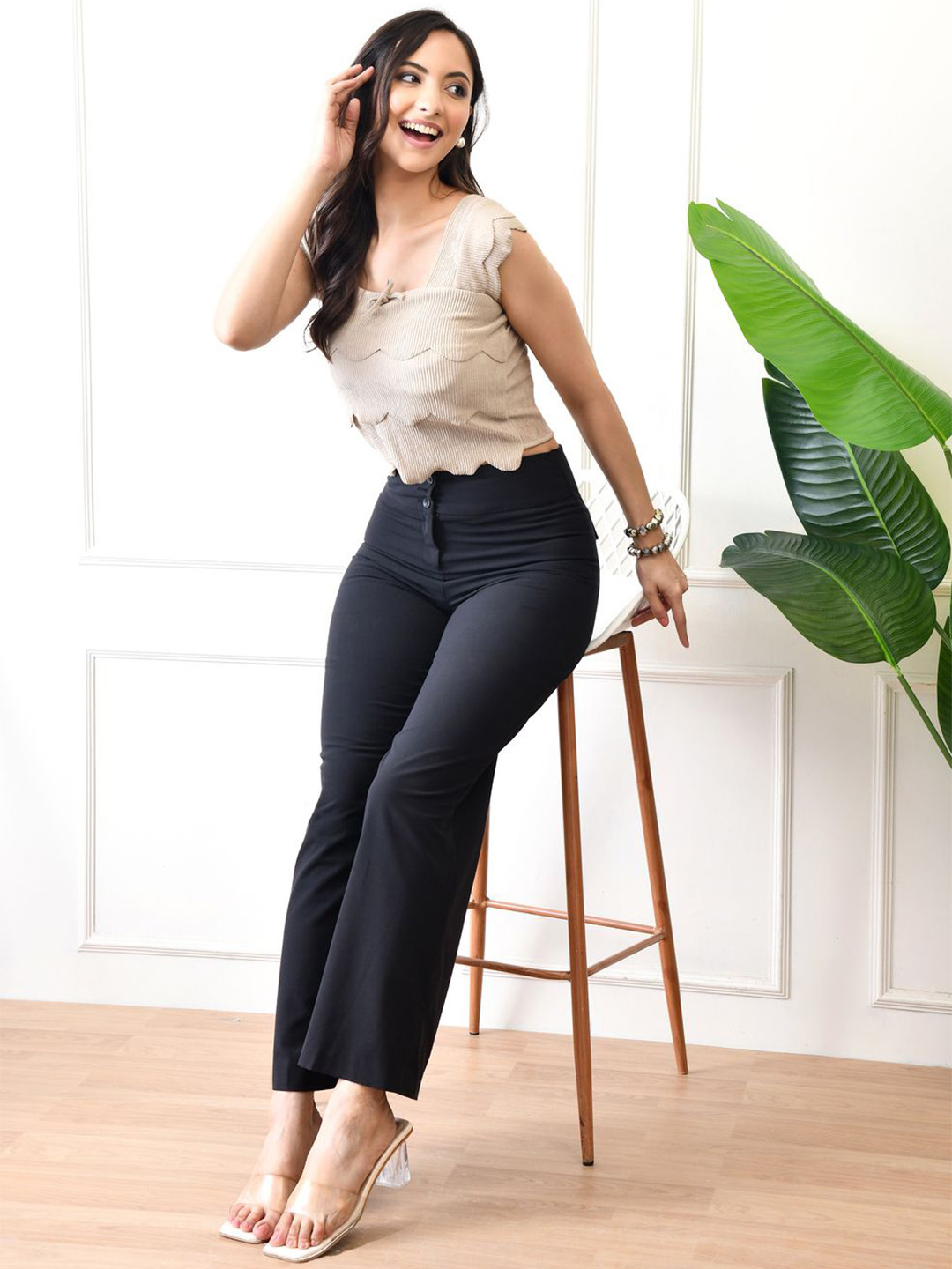 Gladly Women Ribbed Square Neck Fitted Crop Top