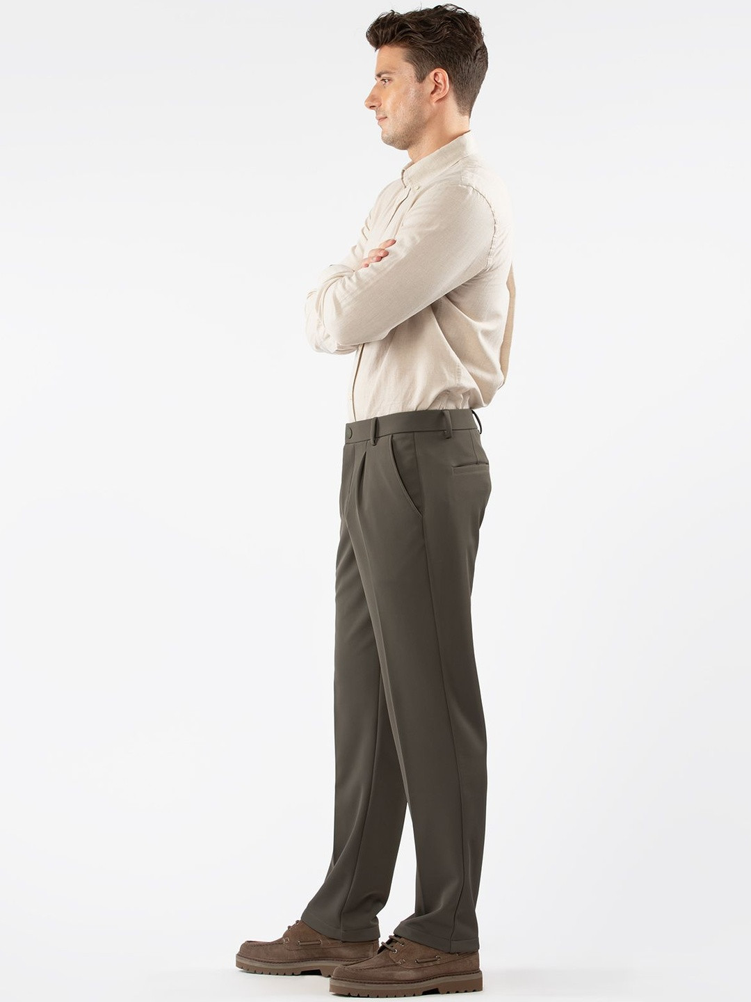 LOVE PANGOLIN Men Straight Fit Mid-Rise Flat-Front Formal Trousers