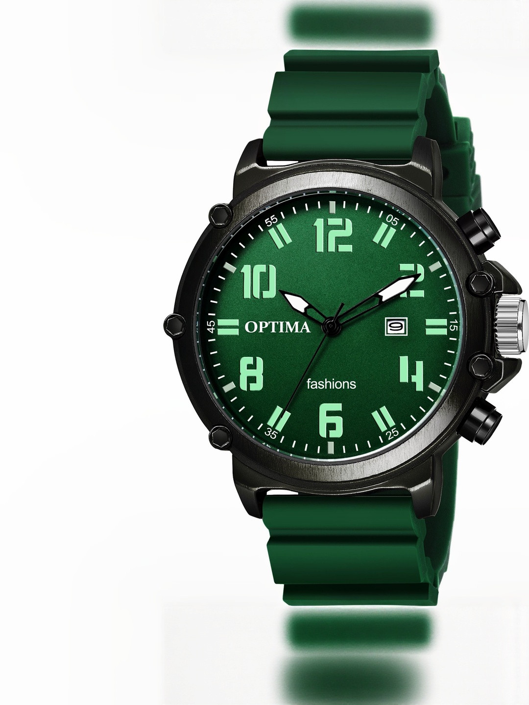 Optima Men Brass Dial & Bracelet Style Straps Analogue Watch OPT-503-GREEN