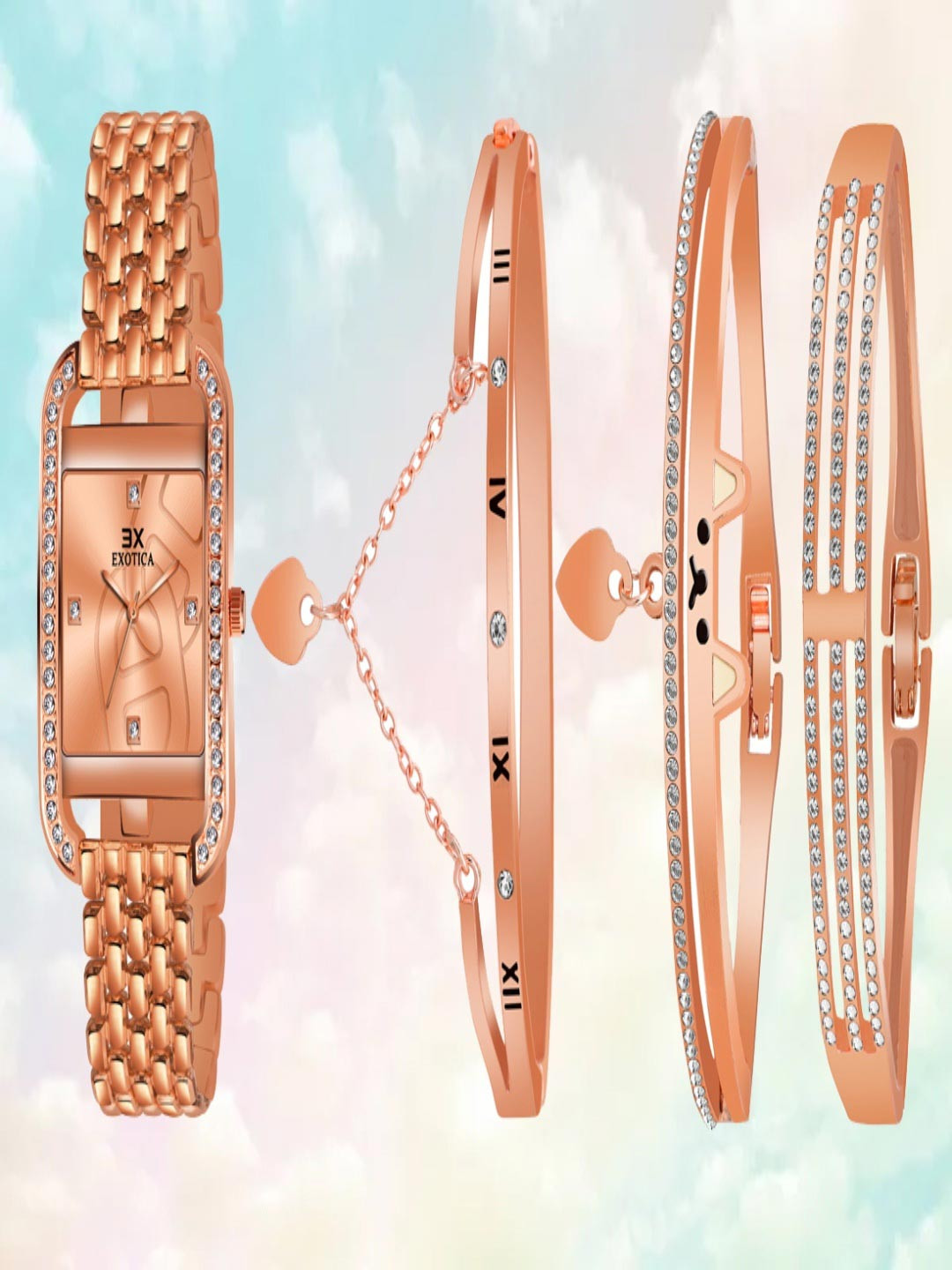 Exotica Fashions Girls Wrist Watch with Matching Bangles Analog Watch EX-6095