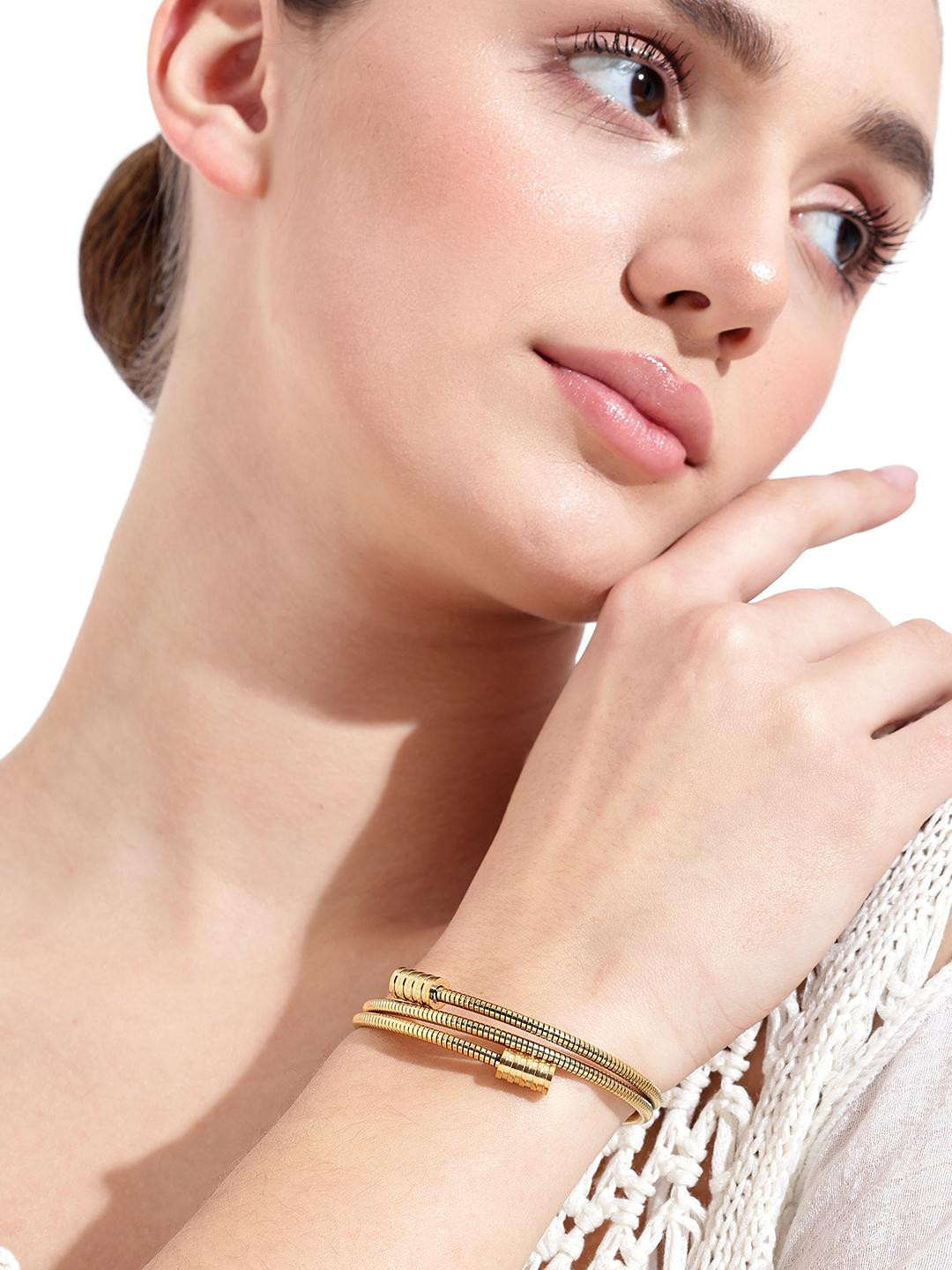 Beenth & Doneth Gold-Plated Round Curled Ring Bracelet