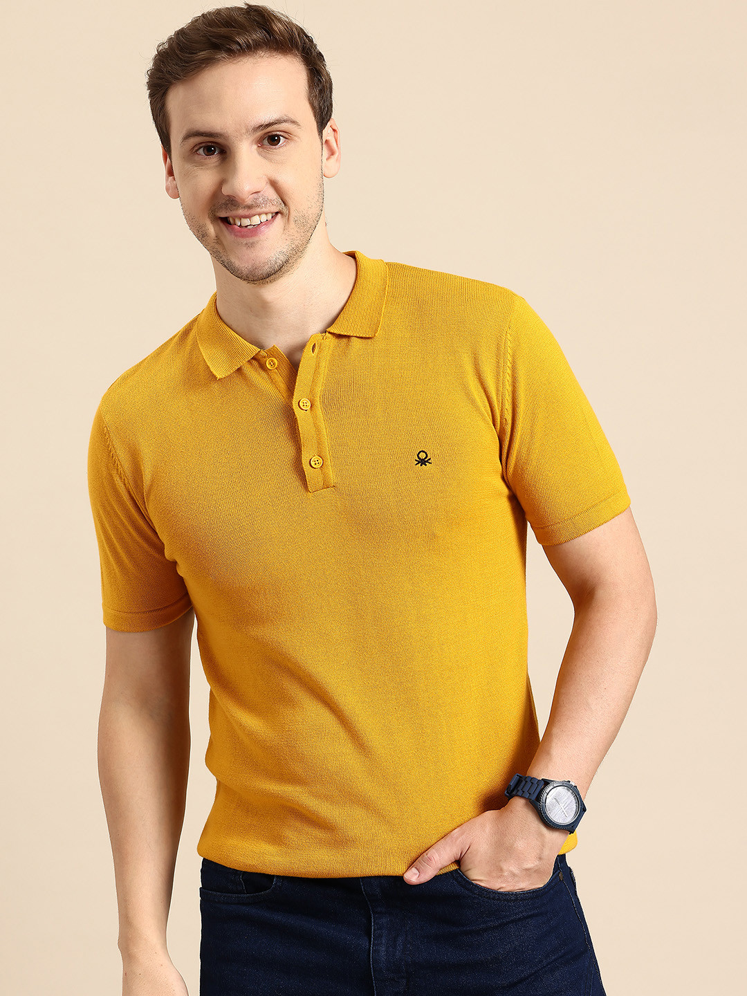 United Colors of Benetton Pure Cotton Polo Collar Pullover Sweaters