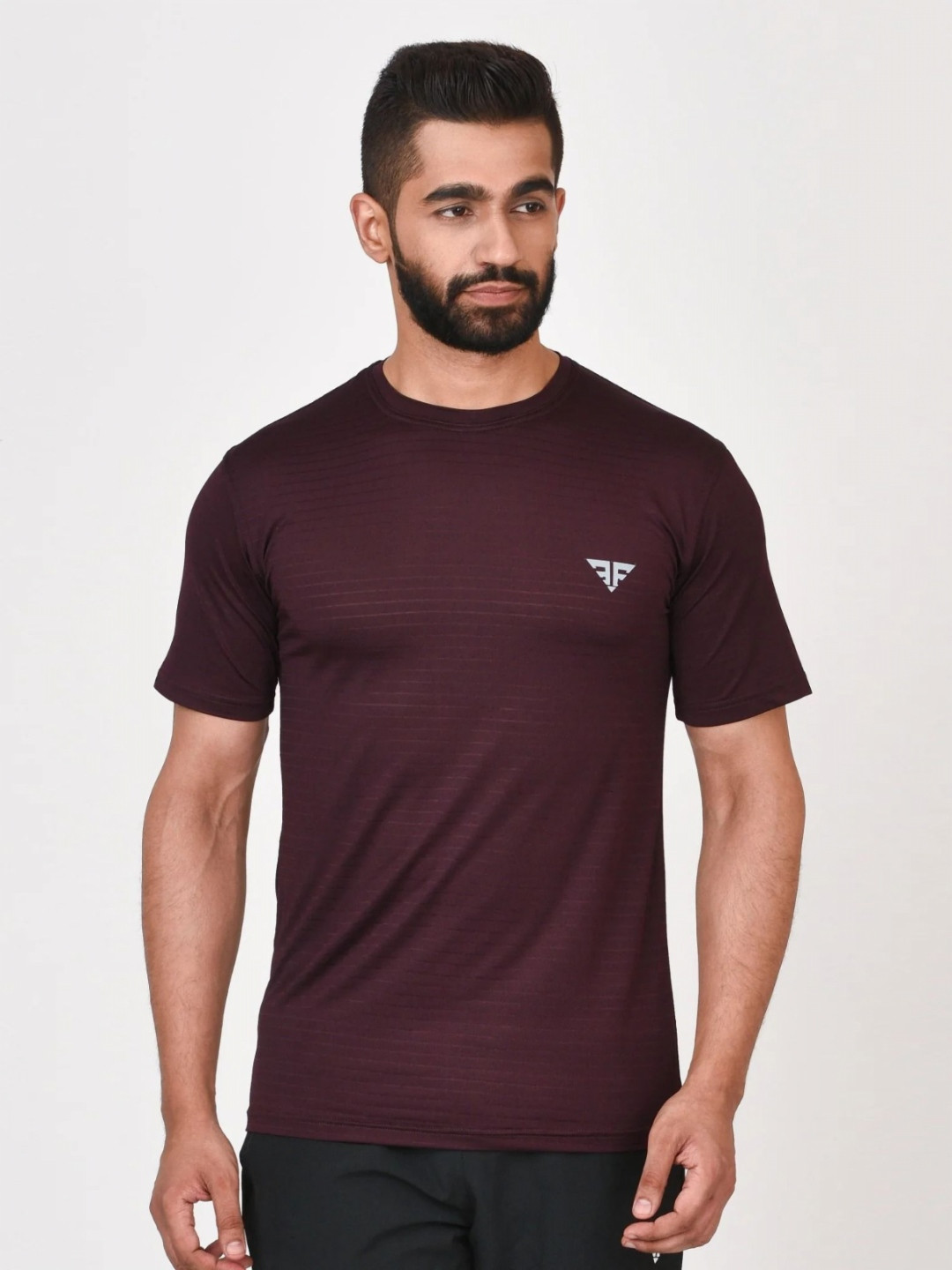 BRUTE FORCE Men Dry Fit Self Design Round Neck Slim Fit T-shirt