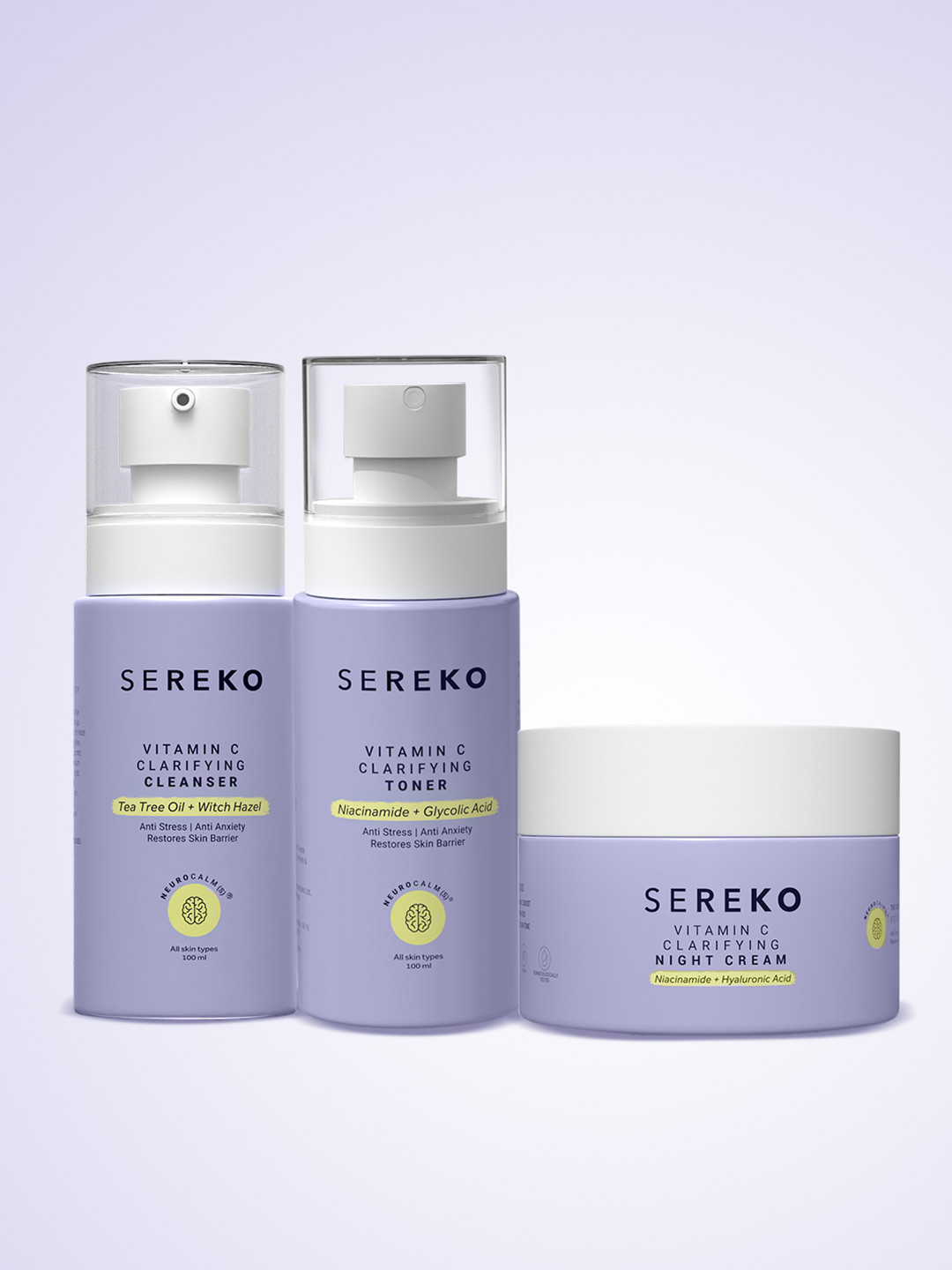 SEREKO Set Of 3 Clarifying Classics Cleanser- Toner & Moisturiser - 100ml Each