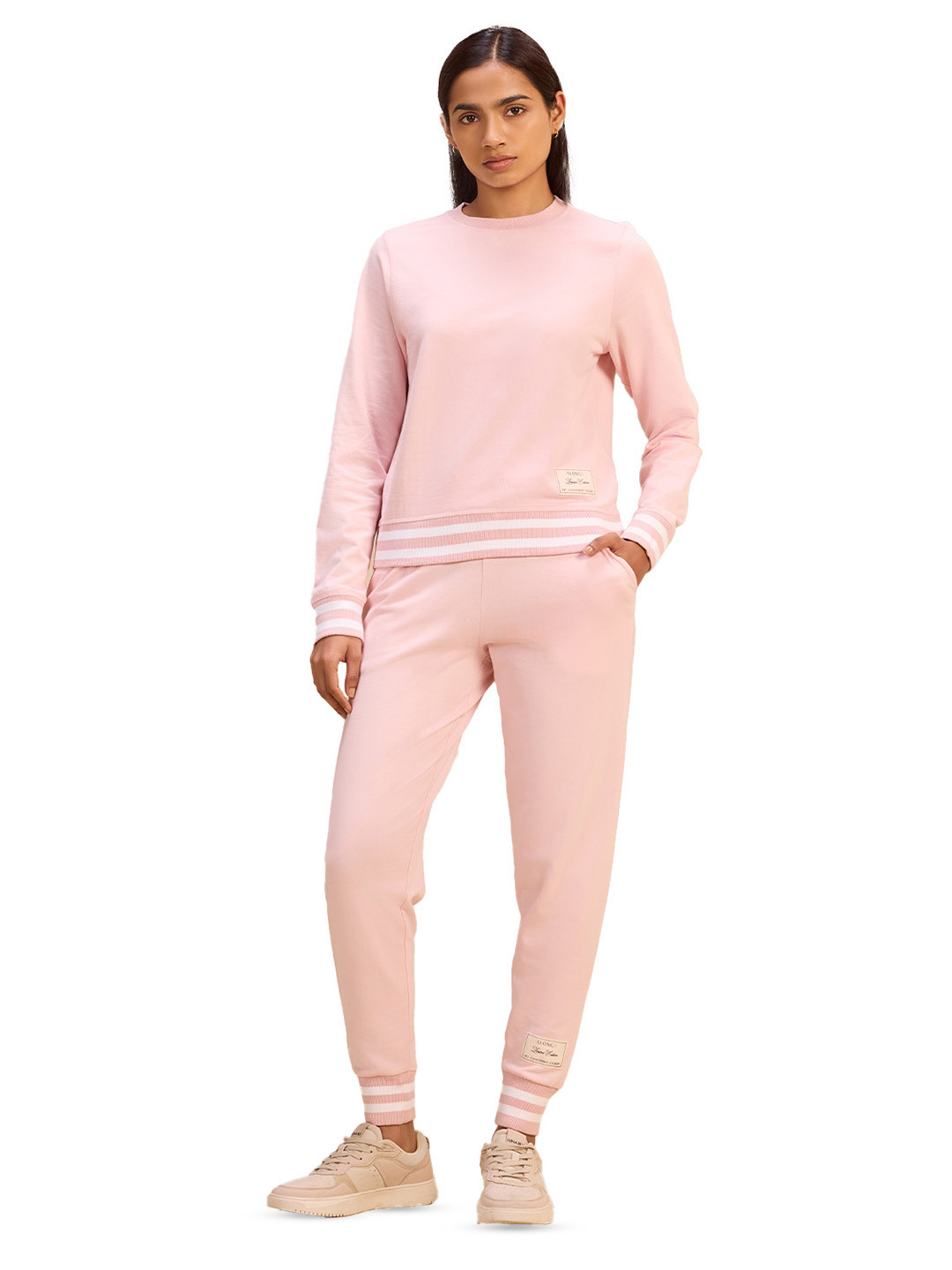 ALONGE Women Cotton Mid-Rise Joggers
