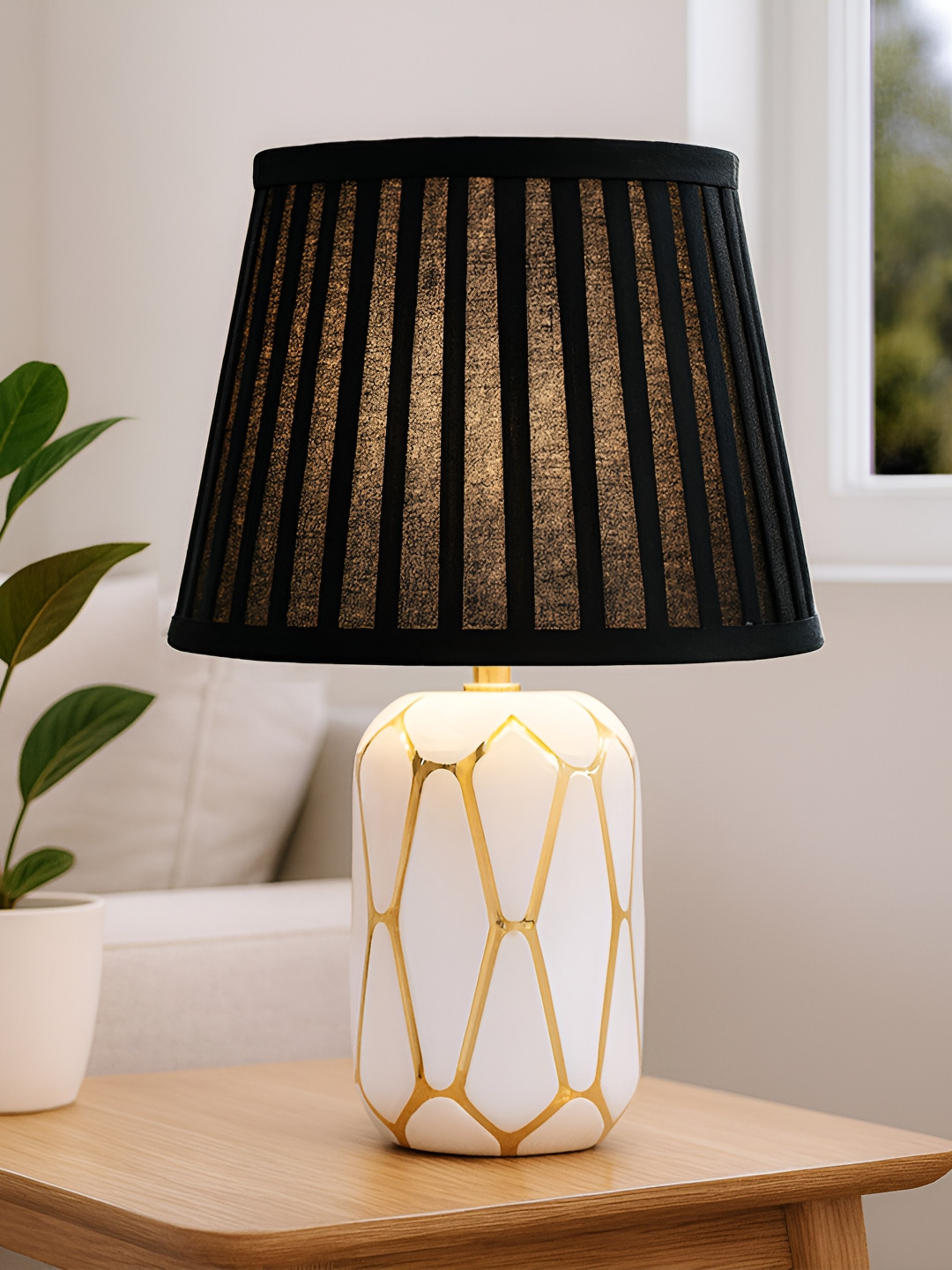 Homesake Black Textured Ceramic Industrial Rectangle Table Lamp