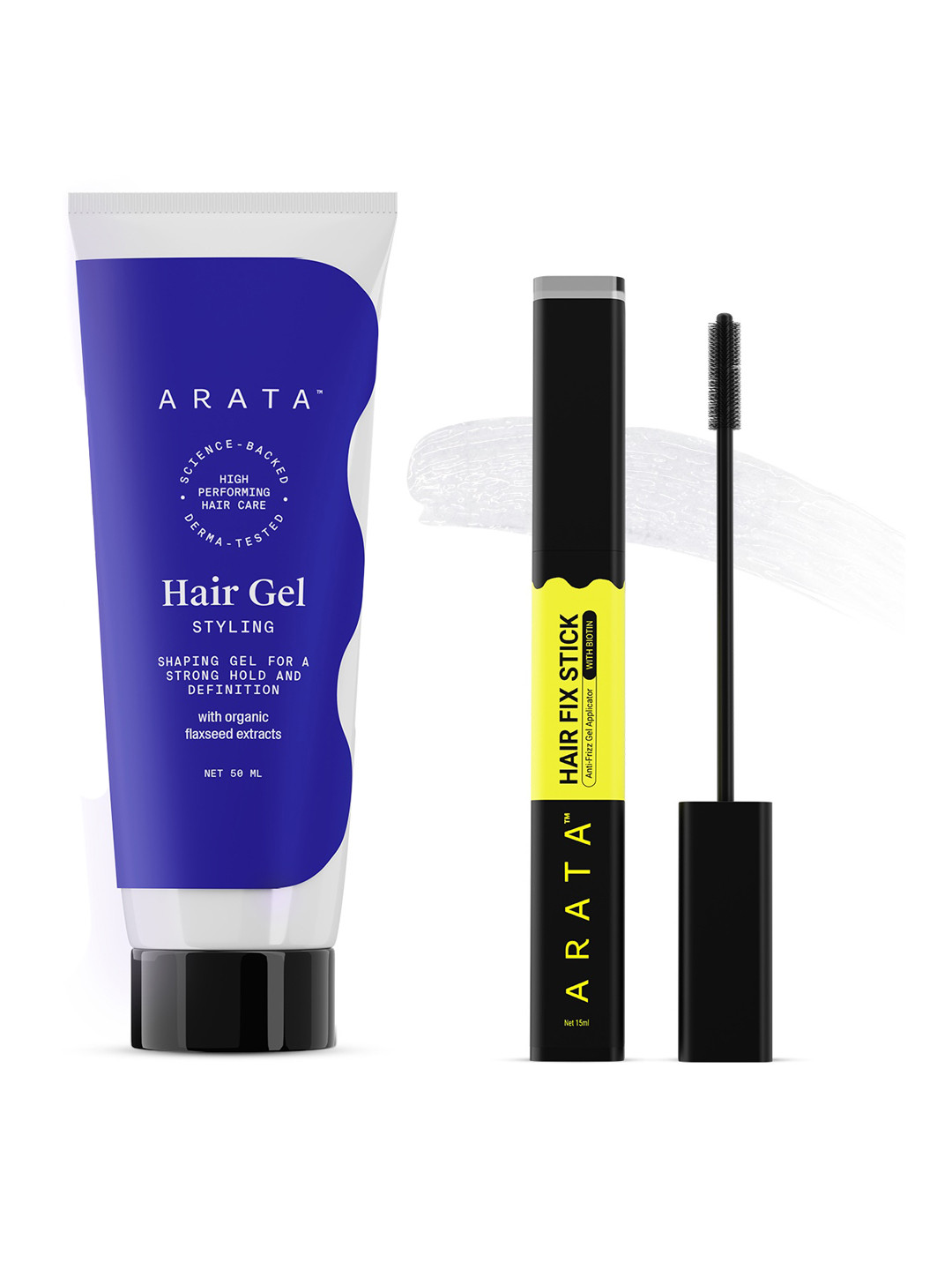 ARATA All Natural Styling Hair Gel & Anti-Frizz Gel Hair Fix Stick - 50ml + 15ml