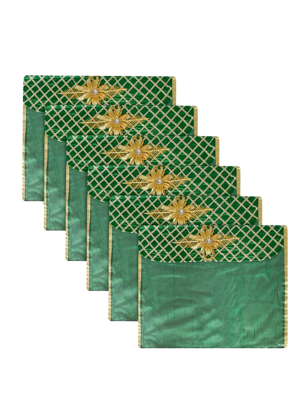 Kuber Industries Set Of 6 Green & Transparent Single Packing Saree Cover Organizers
