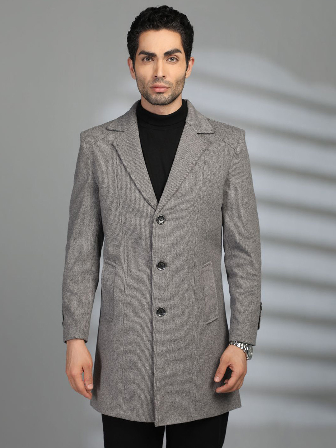 CHKOKKO Winter Wear Single Breasted Notched Lapel Overcoat