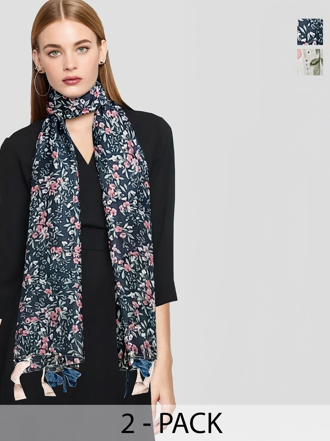 POSHAMPAA be desi Women Pack of 2 Printed Stole