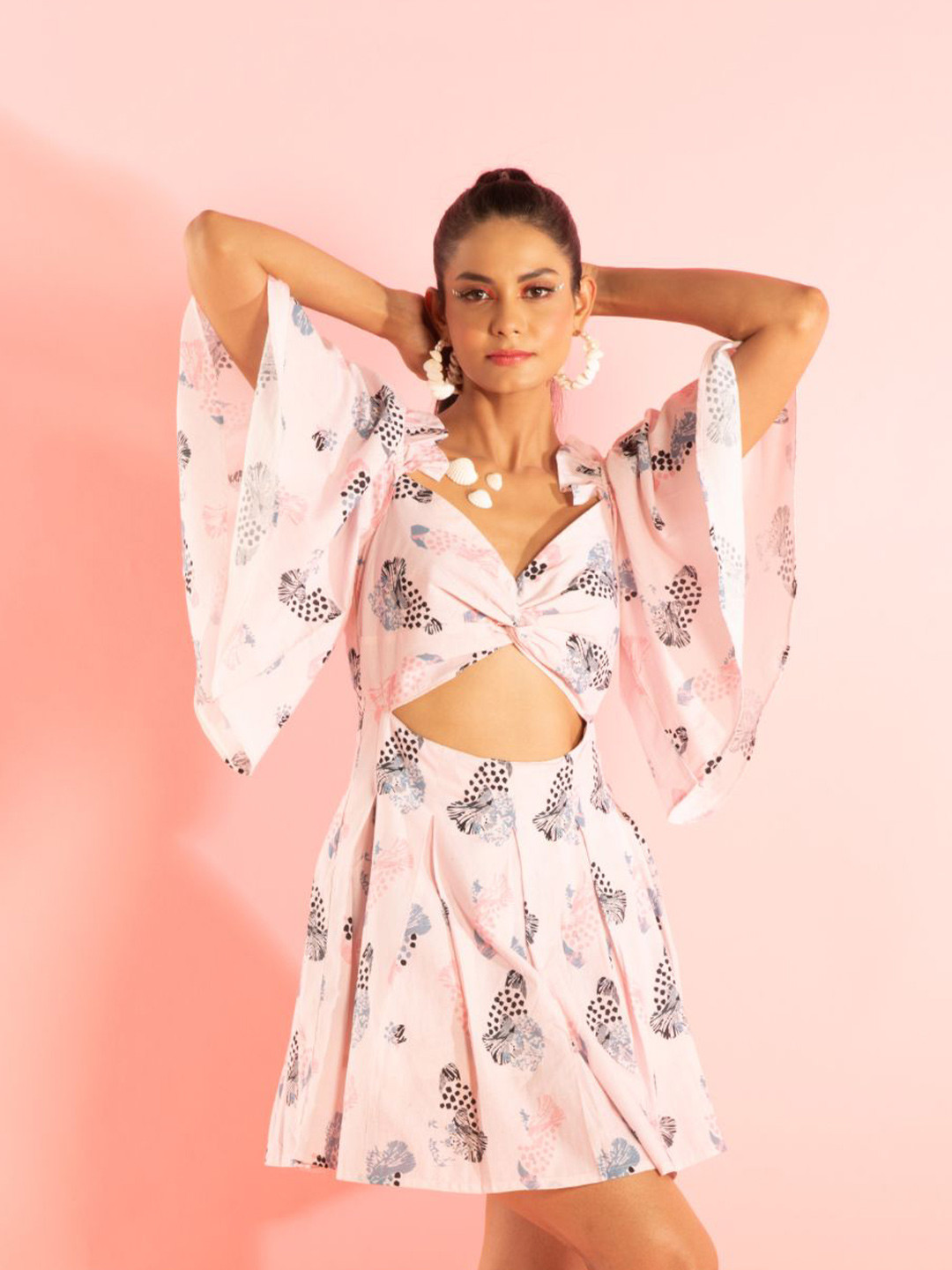 LOVEPRASHA Women Floral Printed Ruffled Mini Dress