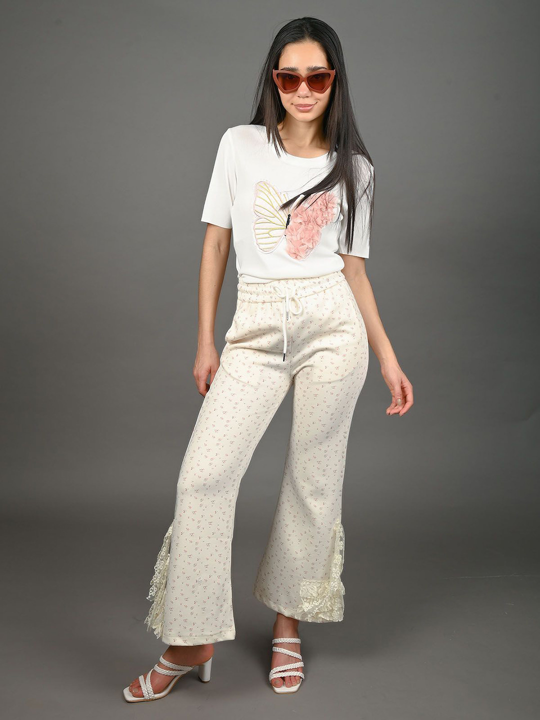 ODETTE Women Round Neck Beautiful Patch Work Top