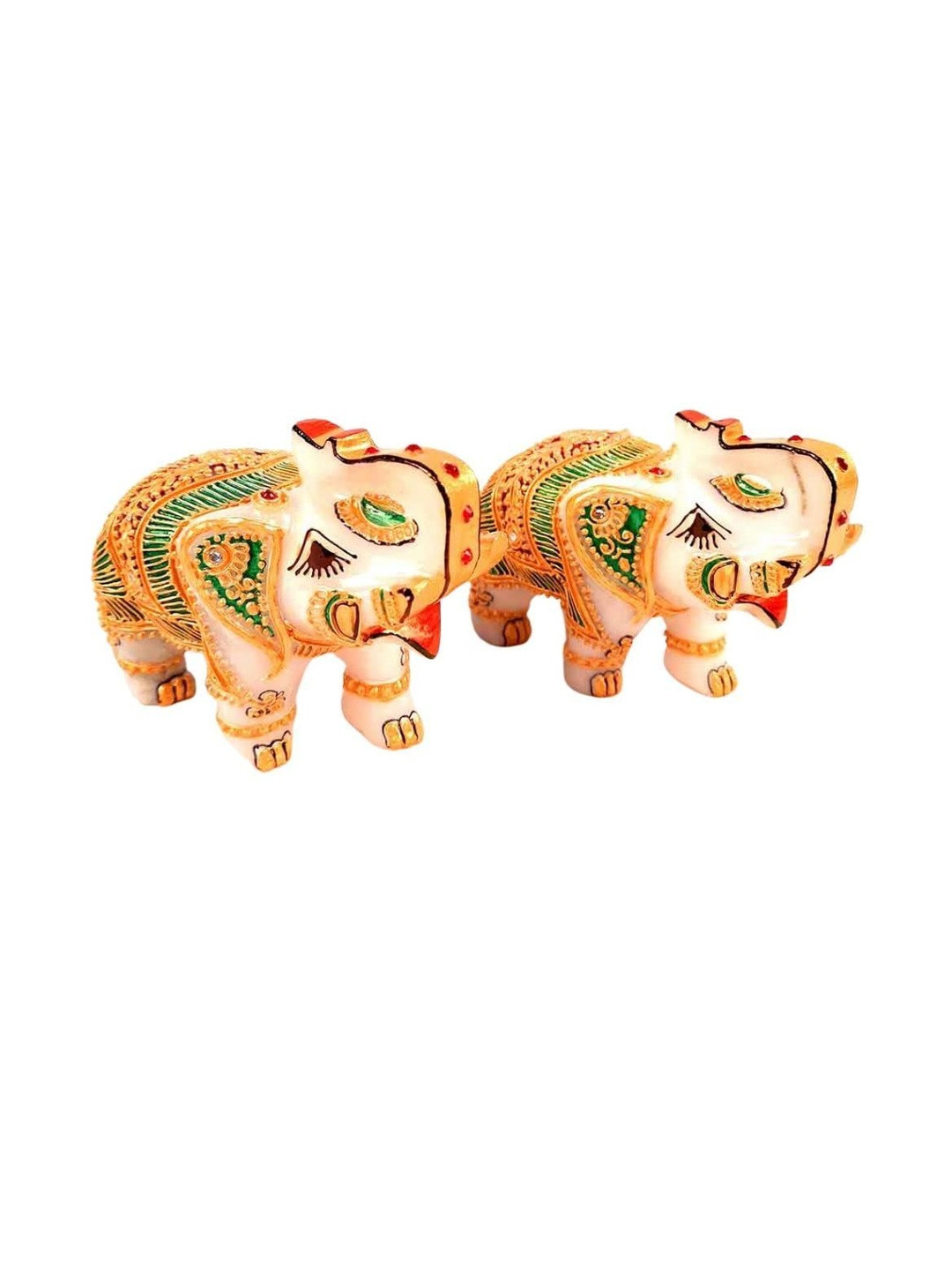 apka mart 2Pc Multicolor Marble Elephant Showpiece