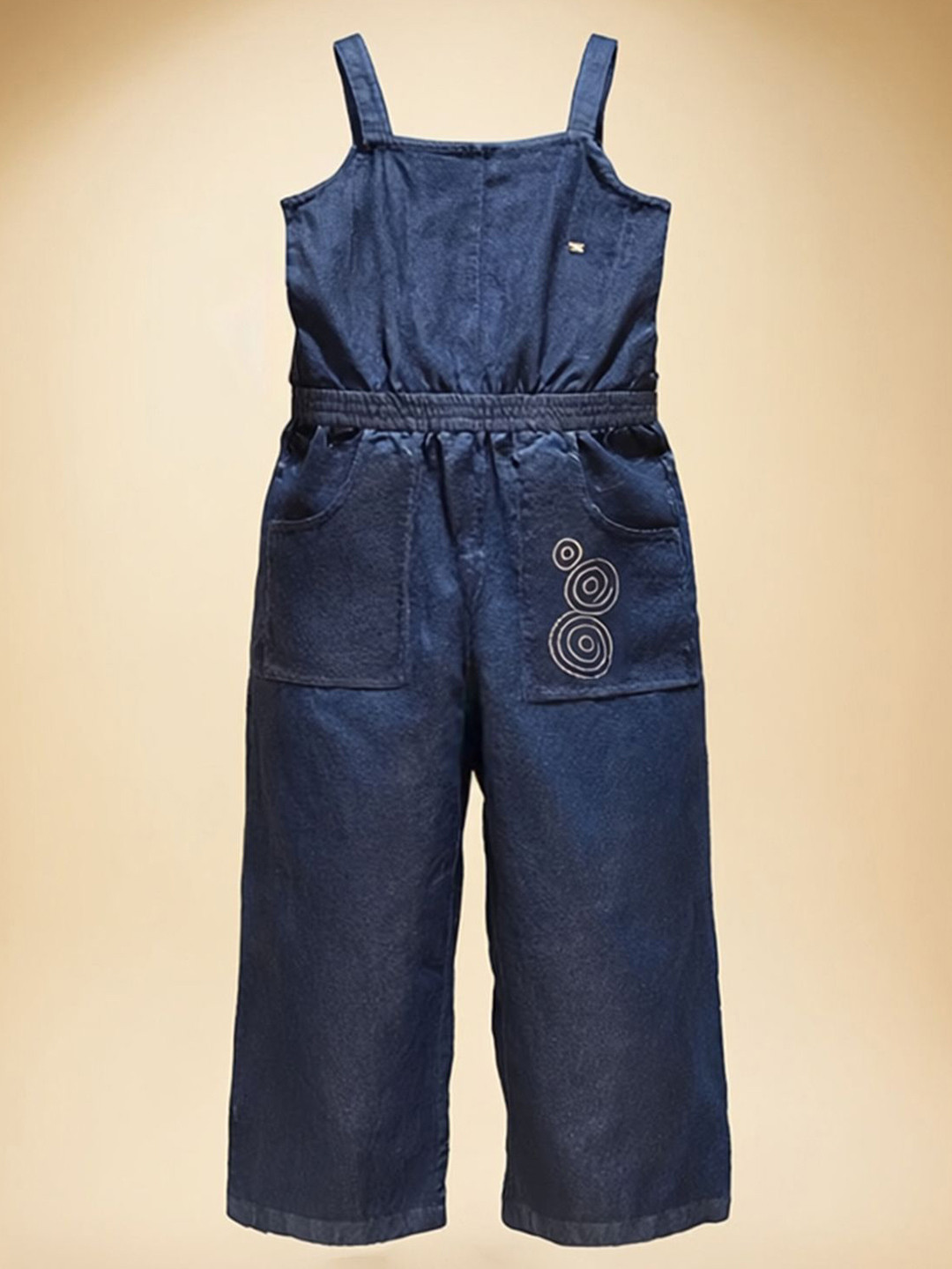 Purple United Kids Blue Denim Girls Shoulder Straps Basic Jumpsuit
