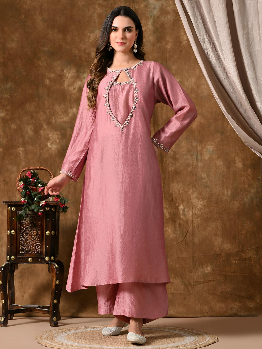 Demure by shiba Women Solid A-Line Kurta with Palazzos