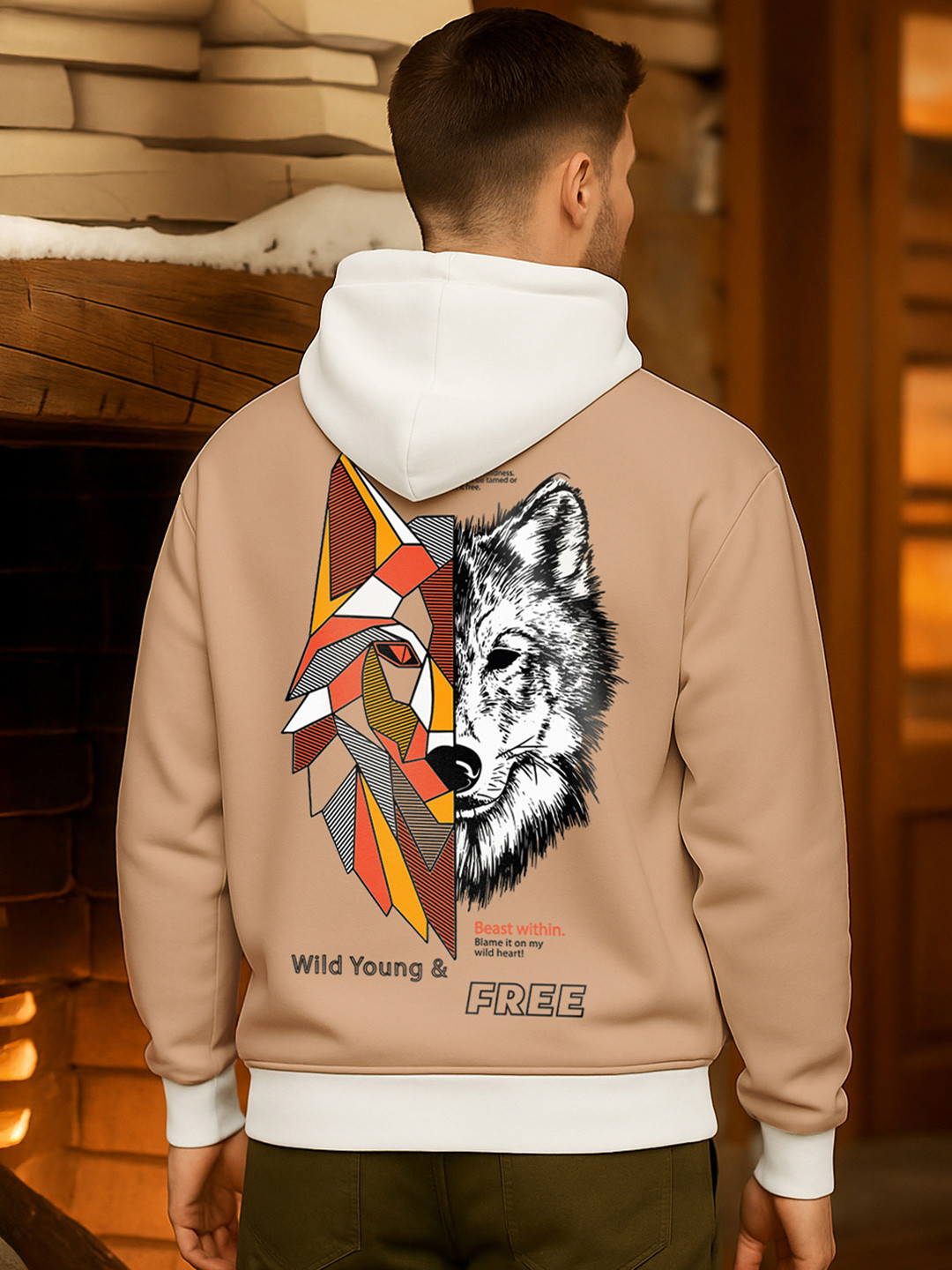 Bewakoof Heavy Duty 1.0 Men Beast Within Graphic Printed Oversized Hoodies