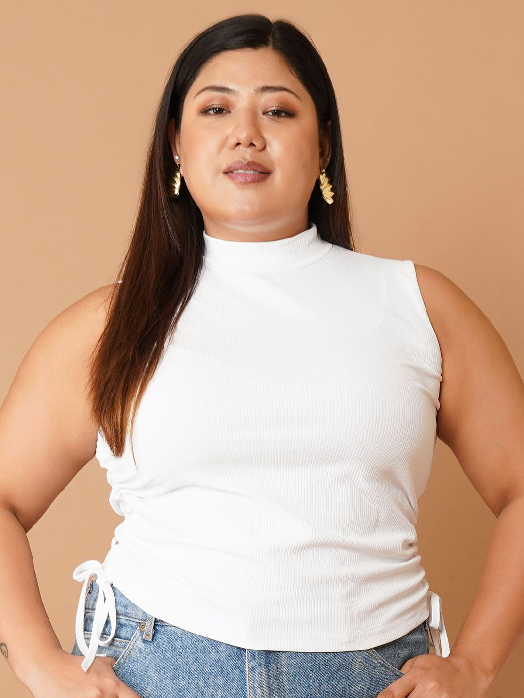 U&F Beyond Women Plus Size High Neck Tank Crop Top