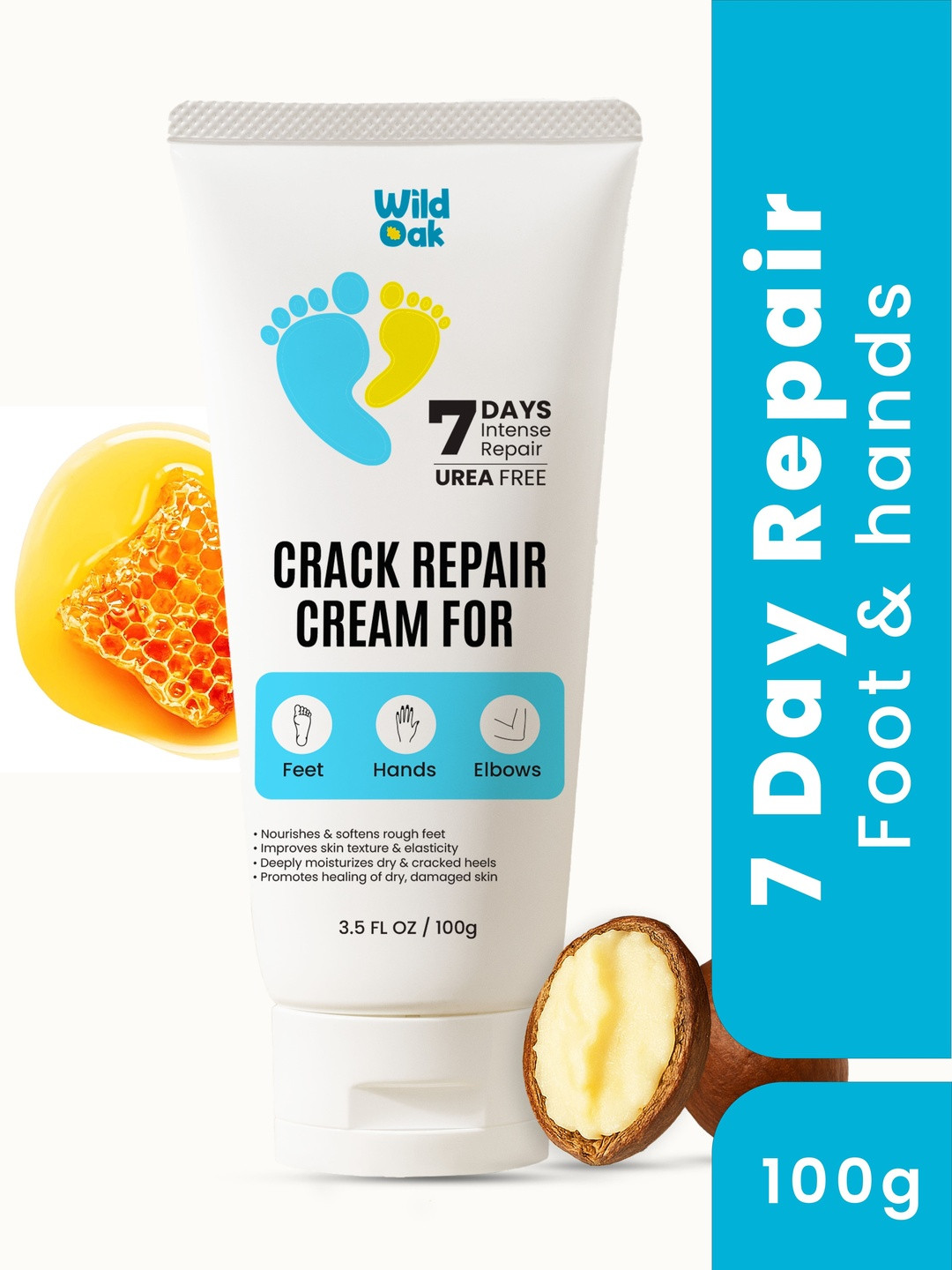 Wild Oak 7-Day Intense Repair Cream For Cracked Heels - 100 g