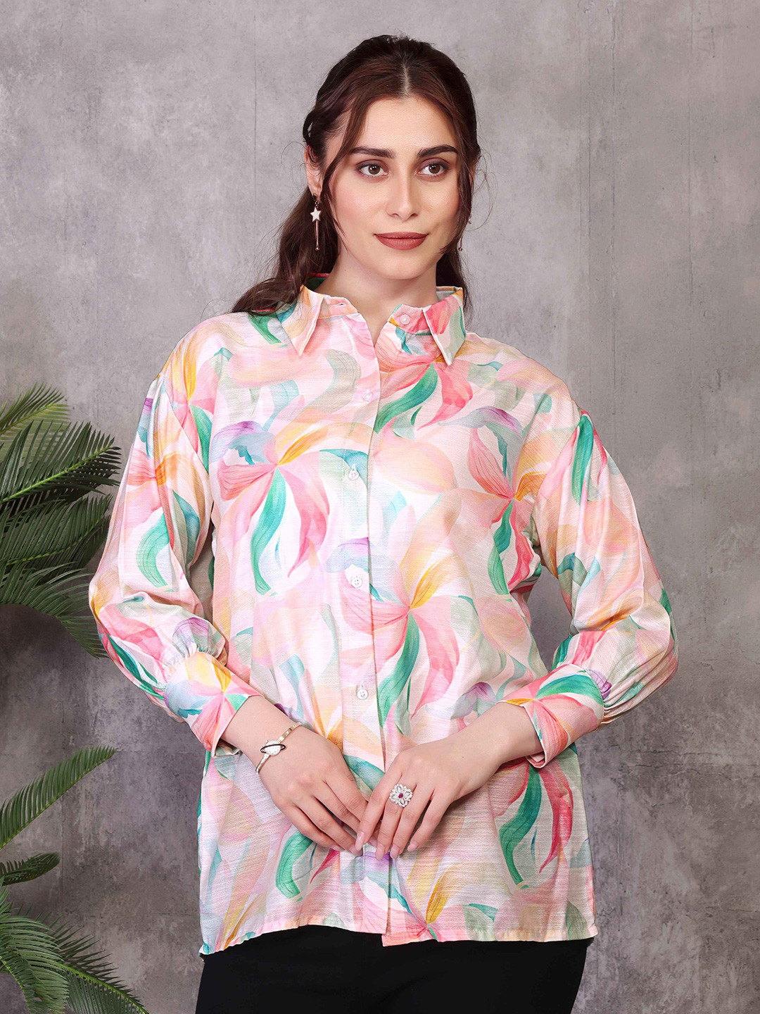 Dot Shine Women Abstracted Print Shirt Mini Dress