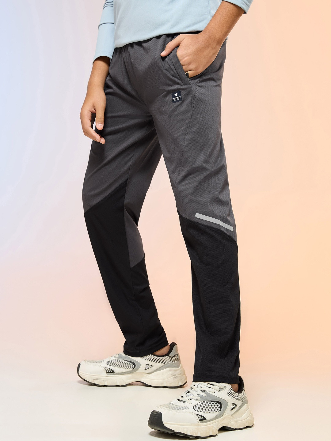 Technosport Boys Slim Fit Colourblocked Sports Track Pants With TS Lytra For Outdoor Fun