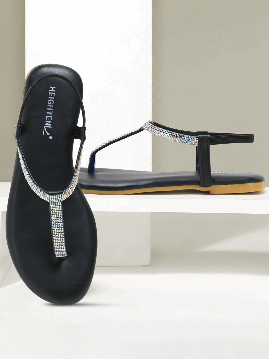 HEIGHTEN Women Embellished Party T-Strap Flats