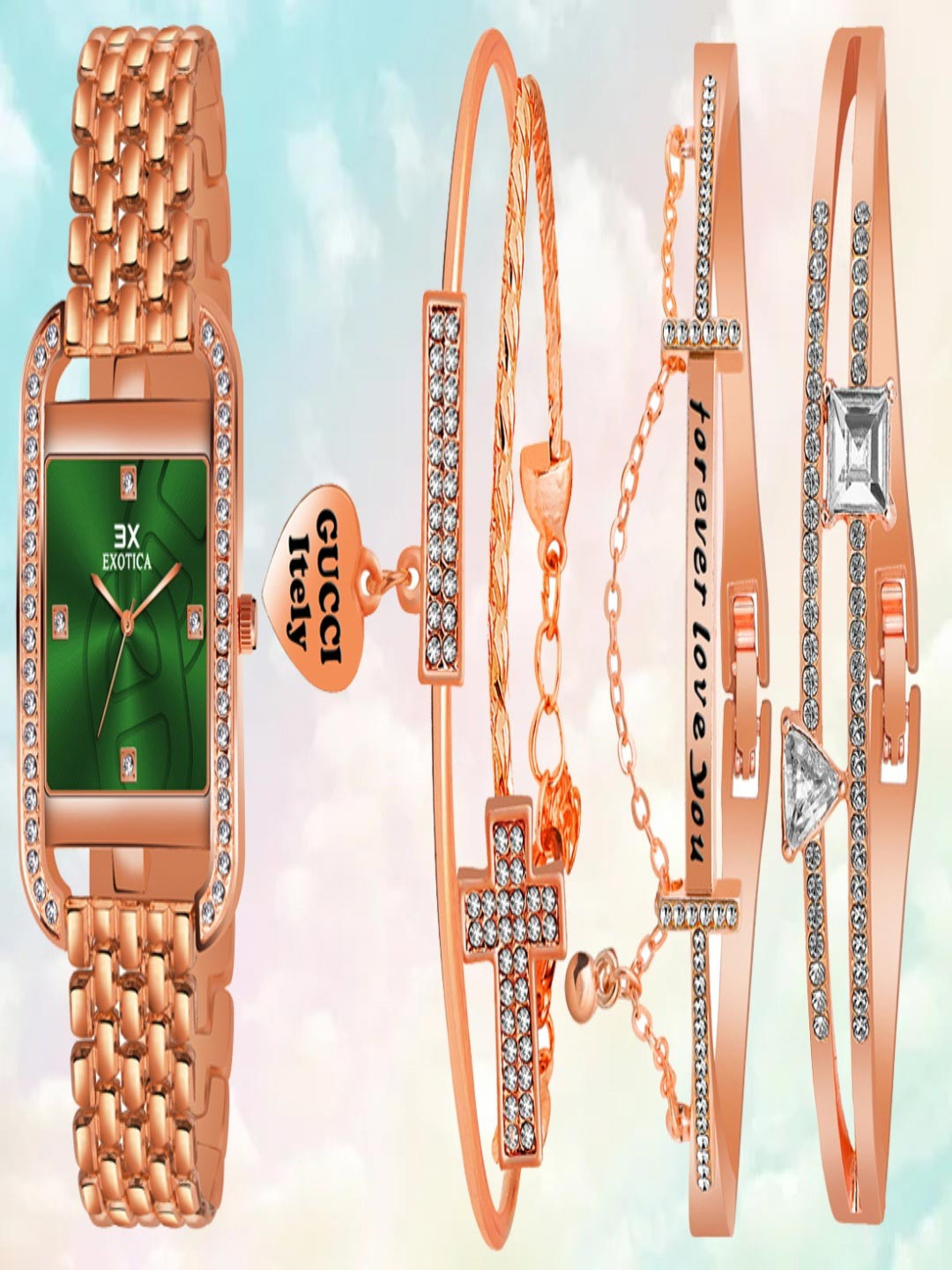 Exotica Fashions Women Wrist Watch with Matching Bangles Analog Watch EX-6095