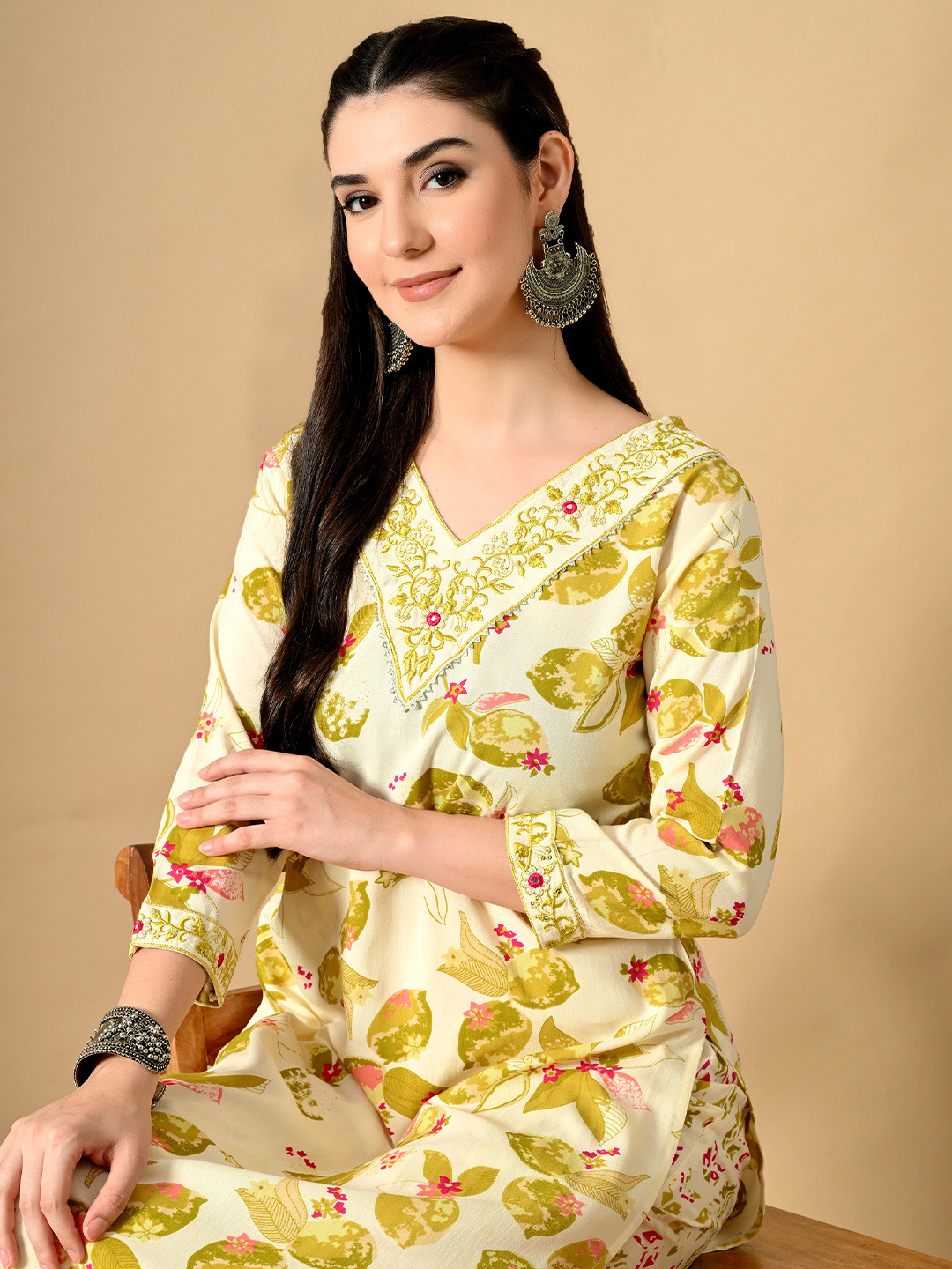 PHYSIL Women Floral Printed Pure Cotton Kurta with Trouser