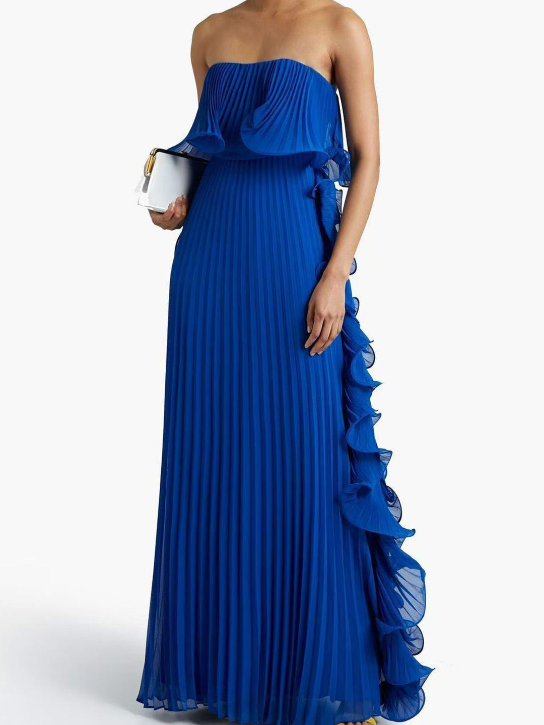 StyleCast Women Strapless Ruffled A-Line Maxi Dress