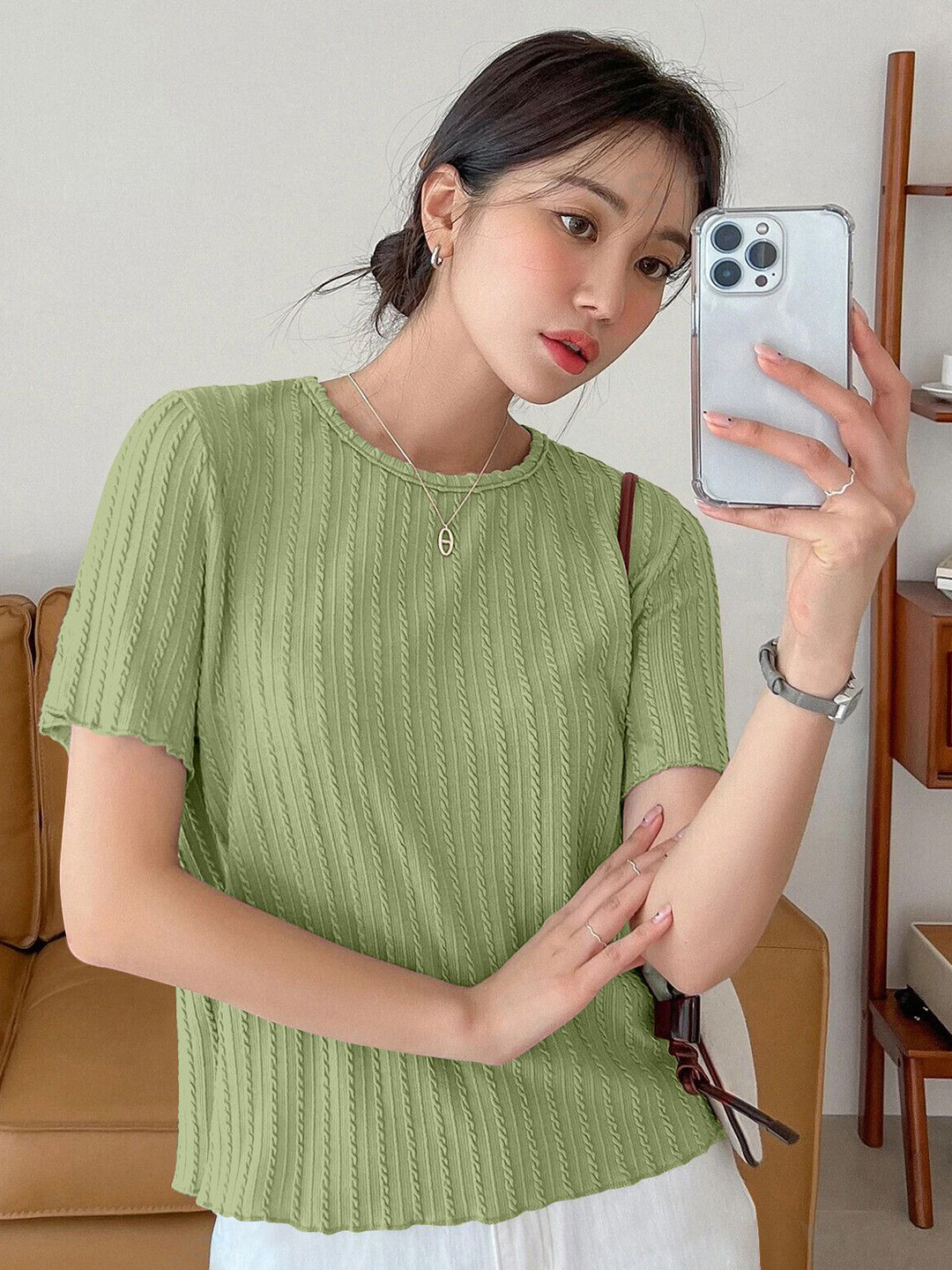 1stLov Women Self Design Textured Top