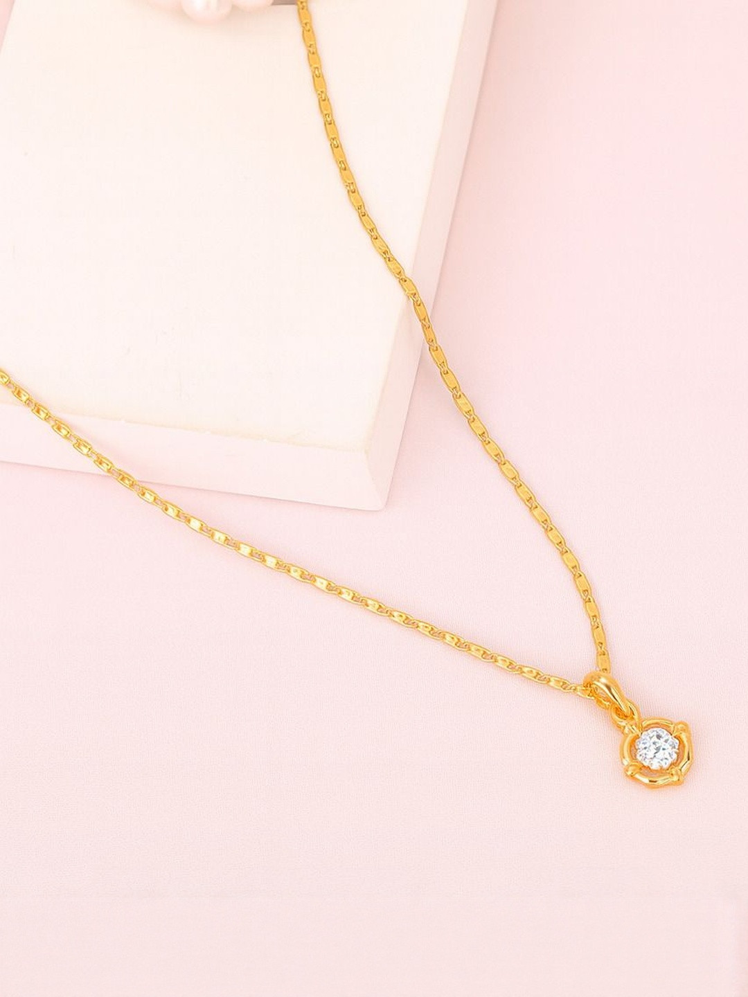 GARNISHA Women Gold-Plated Circle Drop Chain