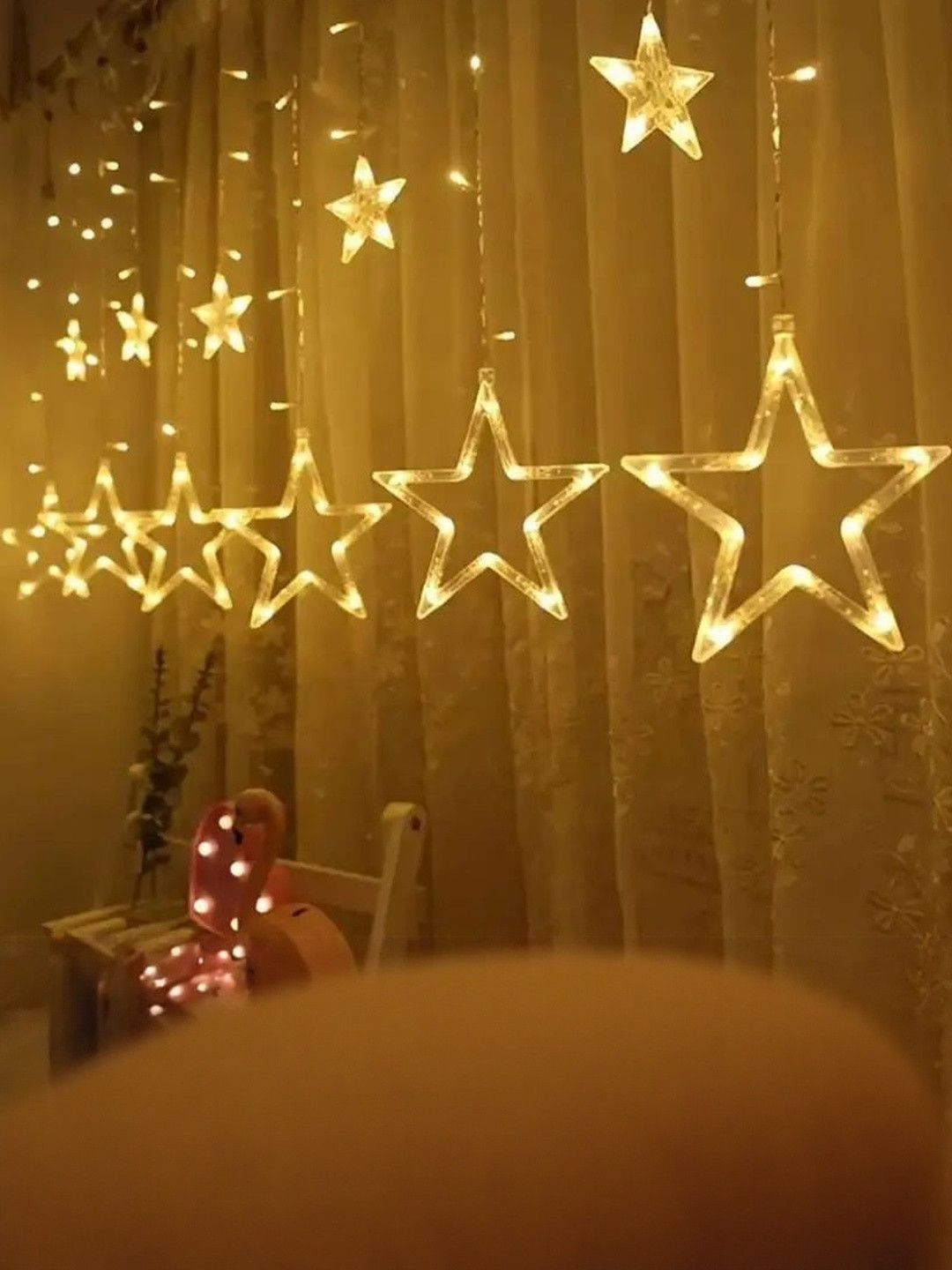 ASIDEA Gold 12 Stars LED Plastic Corded String Lights