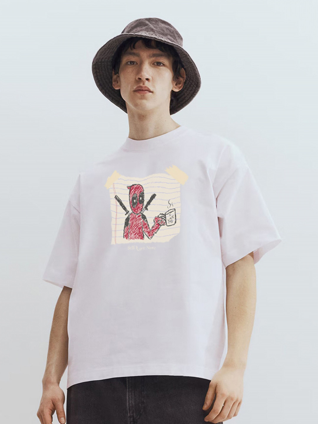 MaverIQ Men Deadpool Graphic Printed Round Neck Cotton Oversized T-shirt