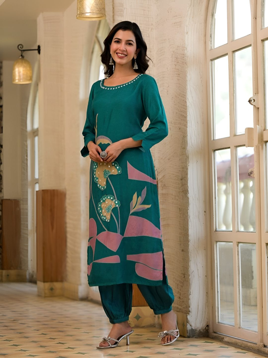 AUTUMN LANE Women Chitra Peacock kurta pant set